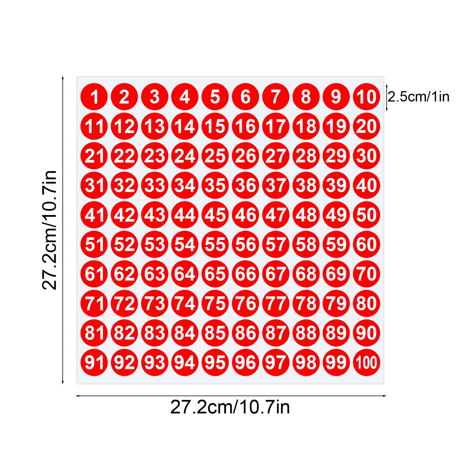 1 Inch Round Number Stickers,1-100 Multi-Color Self-Adhesive Labels for Mailbox,Scrapbook,and DIY Crafts,Easy to Peel and Stick on Various Surfaces,Durable Paper Material for Long-Lasting Use Red - Image 3