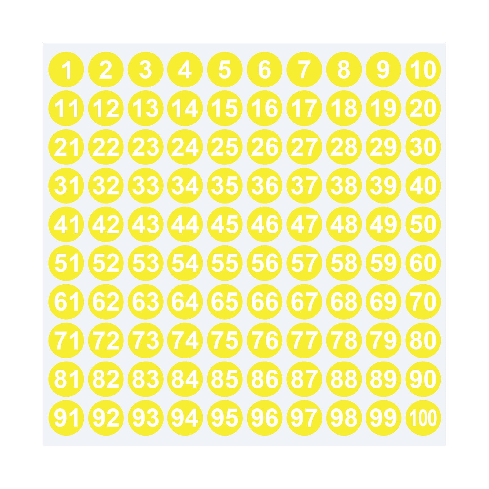 1 Inch Round Number Stickers,1-100 Multi-Color Self-Adhesive Labels for Mailbox,Scrapbook,and DIY Crafts,Easy to Peel and Stick on Various Surfaces,Durable Paper Material for Long-Lasting Use Yellow - Image 1