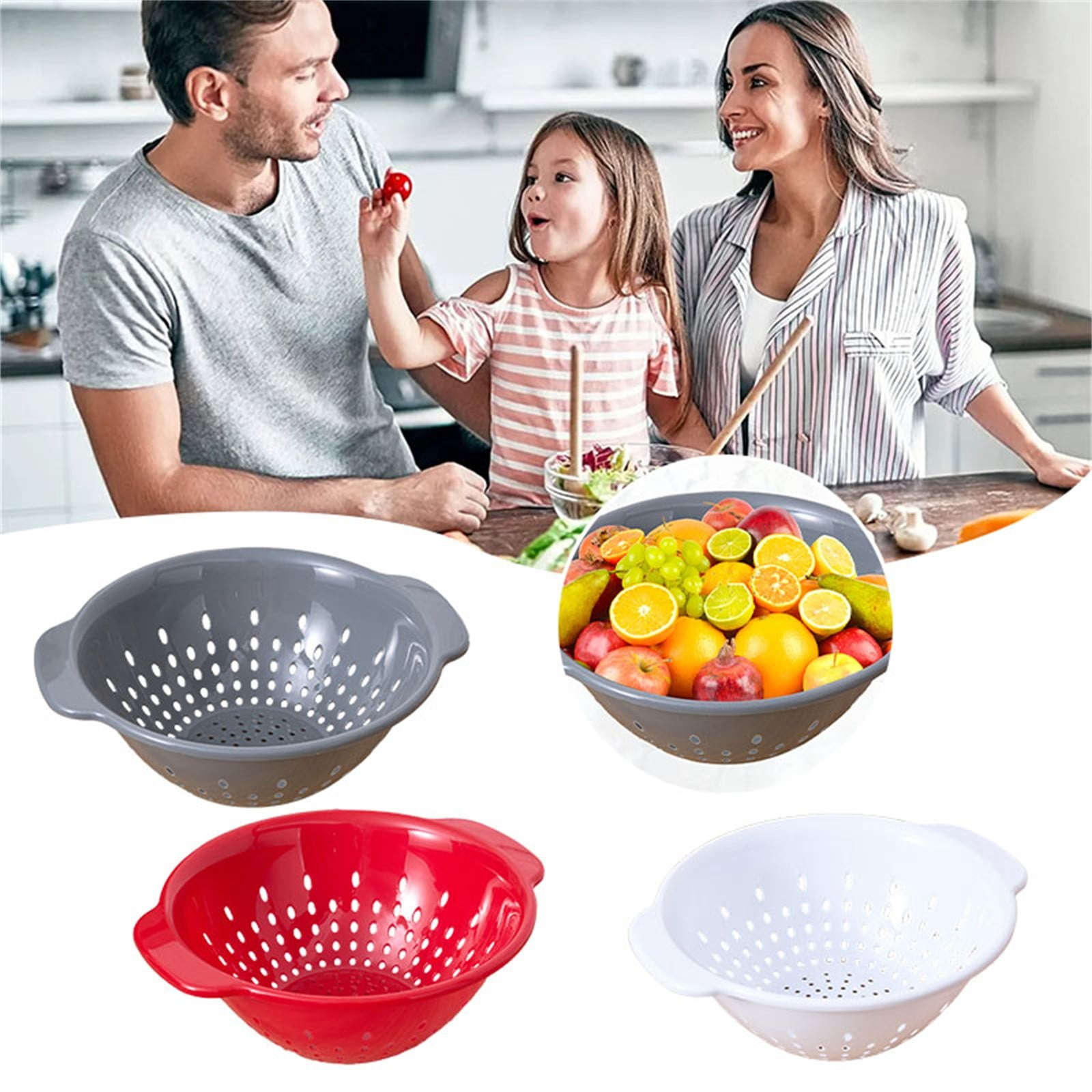 Deep Plastic Strainer Colander with Handle, BPA-Free Plastic Strainer, Durable and Dishwasher Safe, Use for Pasta, Noodles, Spaghetti, Vegetables and More, 1 Pcs, 12.59 Inches 12.59
