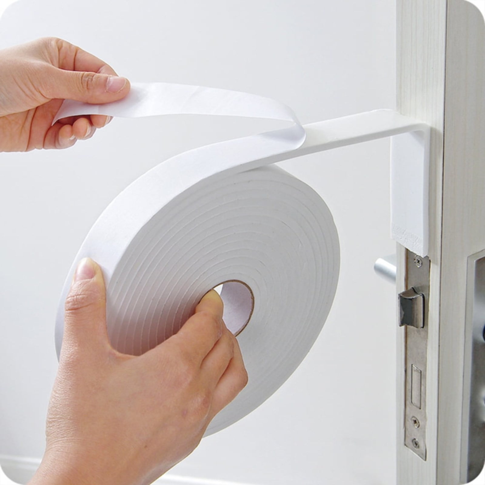 Strong Adhesive Foam Weather Stripping, High Density Weatherproof Weather Stripping Door Seal Strip for Sliding Door, Window, Noise-Reduction Foam Sealing Strip, 1 Roll 1.18 In x 16.4 Ft White*2 Roll - Image 1