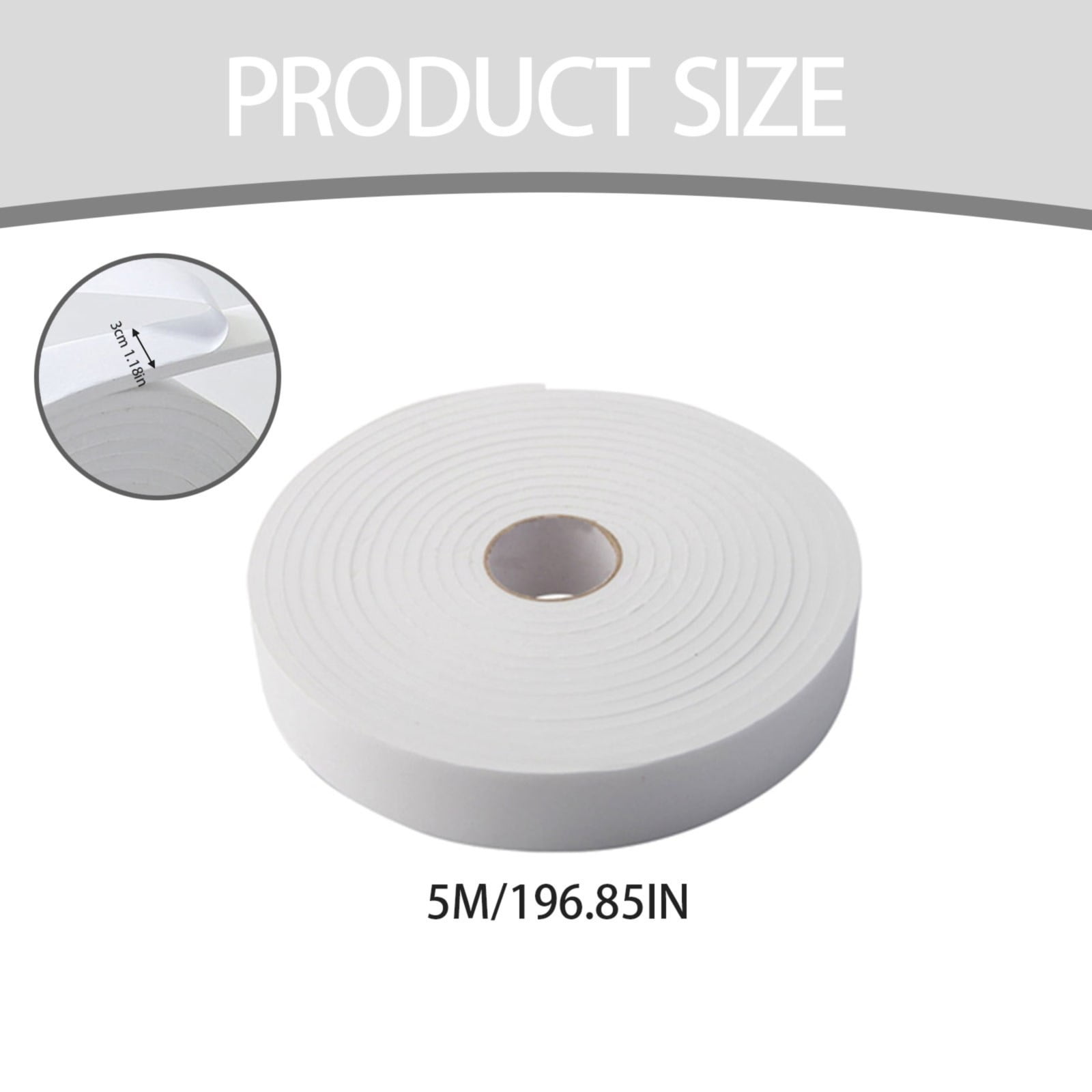 Strong Adhesive Foam Weather Stripping, High Density Weatherproof Weather Stripping Door Seal Strip for Sliding Door, Window, Noise-Reduction Foam Sealing Strip, 1 Roll 1.18 In x 16.4 Ft White*2 Roll - Image 3