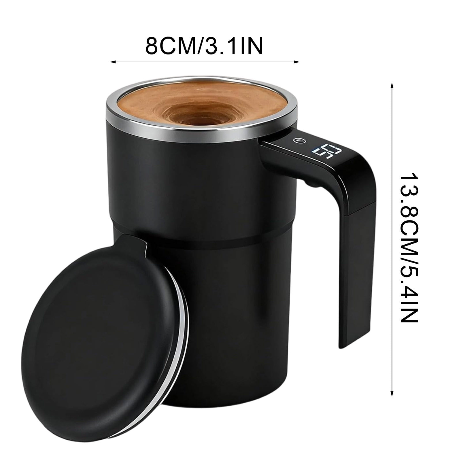 Self-Stirring Magnetic Coffee Mug with Temperature Display,Automatic Mixing for Coffee Tea and Shakes,Food Grade 304 Stainless Steel Liner,Smart LCD Screen for Real-Time Heat Monitoring B - Image 2