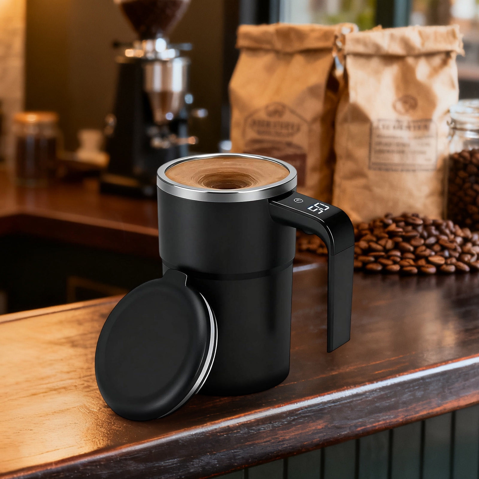 Self-Stirring Magnetic Coffee Mug with Temperature Display,Automatic Mixing for Coffee Tea and Shakes,Food Grade 304 Stainless Steel Liner,Smart LCD Screen for Real-Time Heat Monitoring B - Image 3