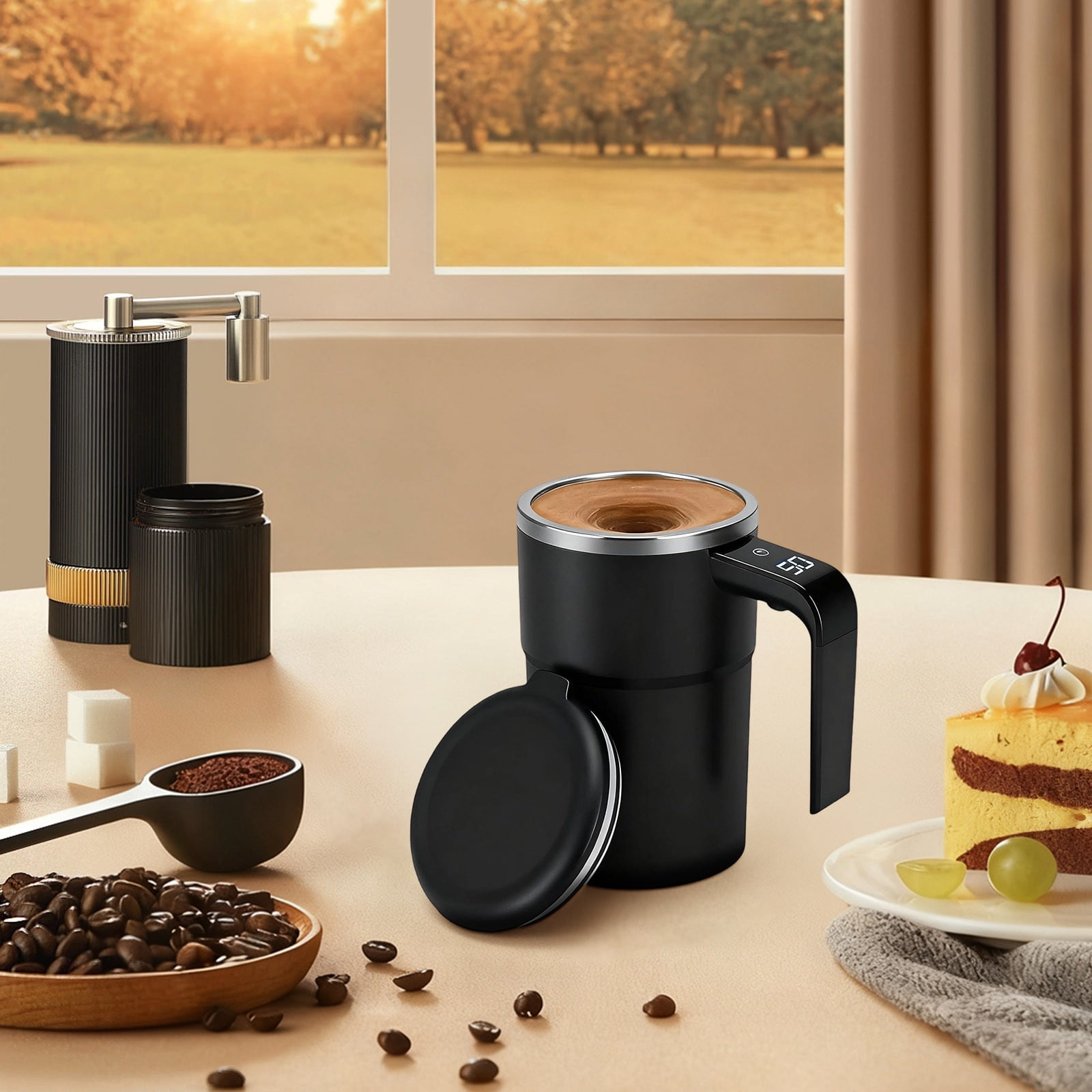 Self-Stirring Magnetic Coffee Mug with Temperature Display,Automatic Mixing for Coffee Tea and Shakes,Food Grade 304 Stainless Steel Liner,Smart LCD Screen for Real-Time Heat Monitoring B - Image 4