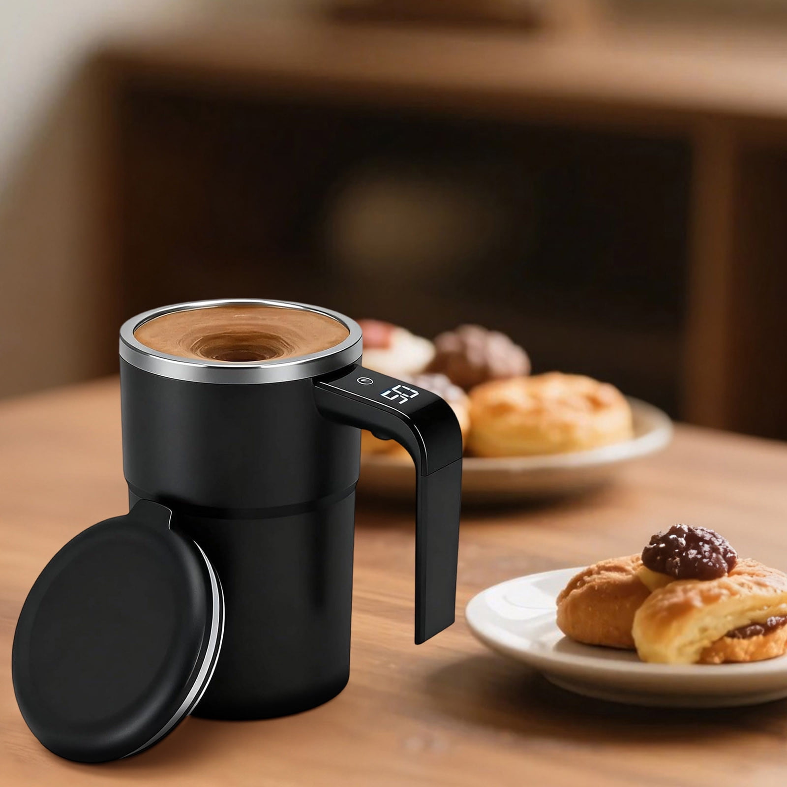 Self-Stirring Magnetic Coffee Mug with Temperature Display,Automatic Mixing for Coffee Tea and Shakes,Food Grade 304 Stainless Steel Liner,Smart LCD Screen for Real-Time Heat Monitoring B - Image 5