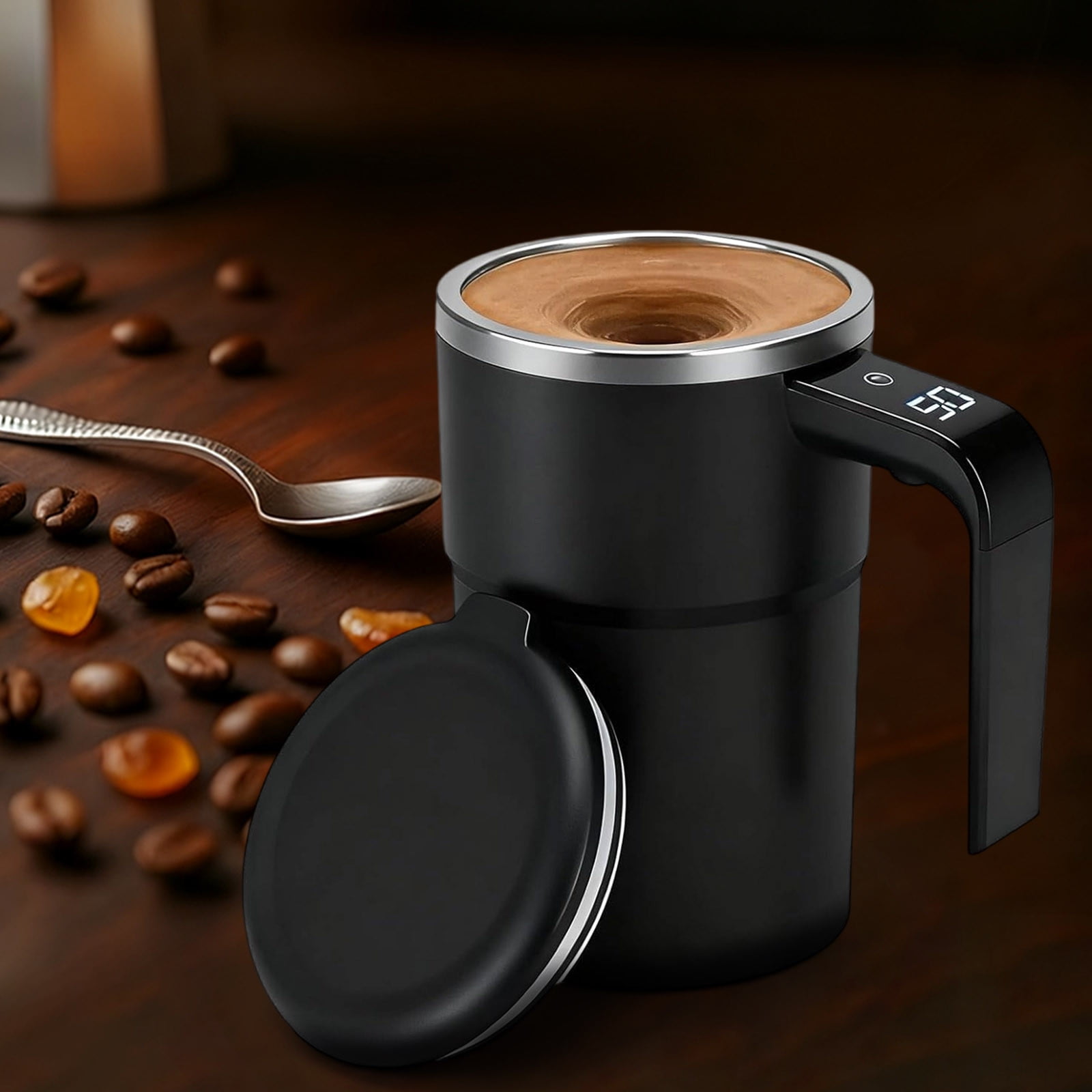 Self-Stirring Magnetic Coffee Mug with Temperature Display,Automatic Mixing for Coffee Tea and Shakes,Food Grade 304 Stainless Steel Liner,Smart LCD Screen for Real-Time Heat Monitoring B - Image 6