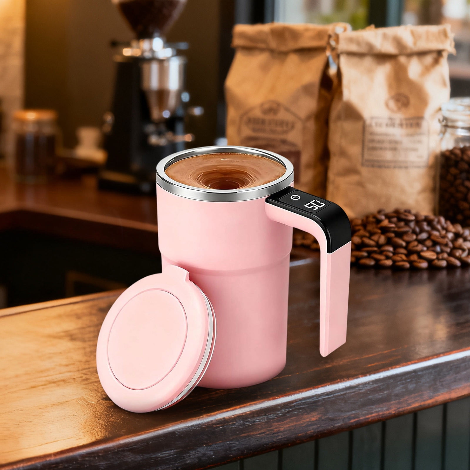 Self-Stirring Magnetic Coffee Mug with Temperature Display,Automatic Mixing for Coffee Tea and Shakes,Food Grade 304 Stainless Steel Liner,Smart LCD Screen for Real-Time Heat Monitoring C - Image 3