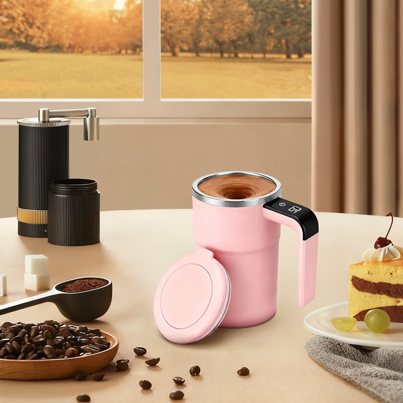 Self-Stirring Magnetic Coffee Mug with Temperature Display,Automatic Mixing for Coffee Tea and Shakes,Food Grade 304 Stainless Steel Liner,Smart LCD Screen for Real-Time Heat Monitoring C - Image 4