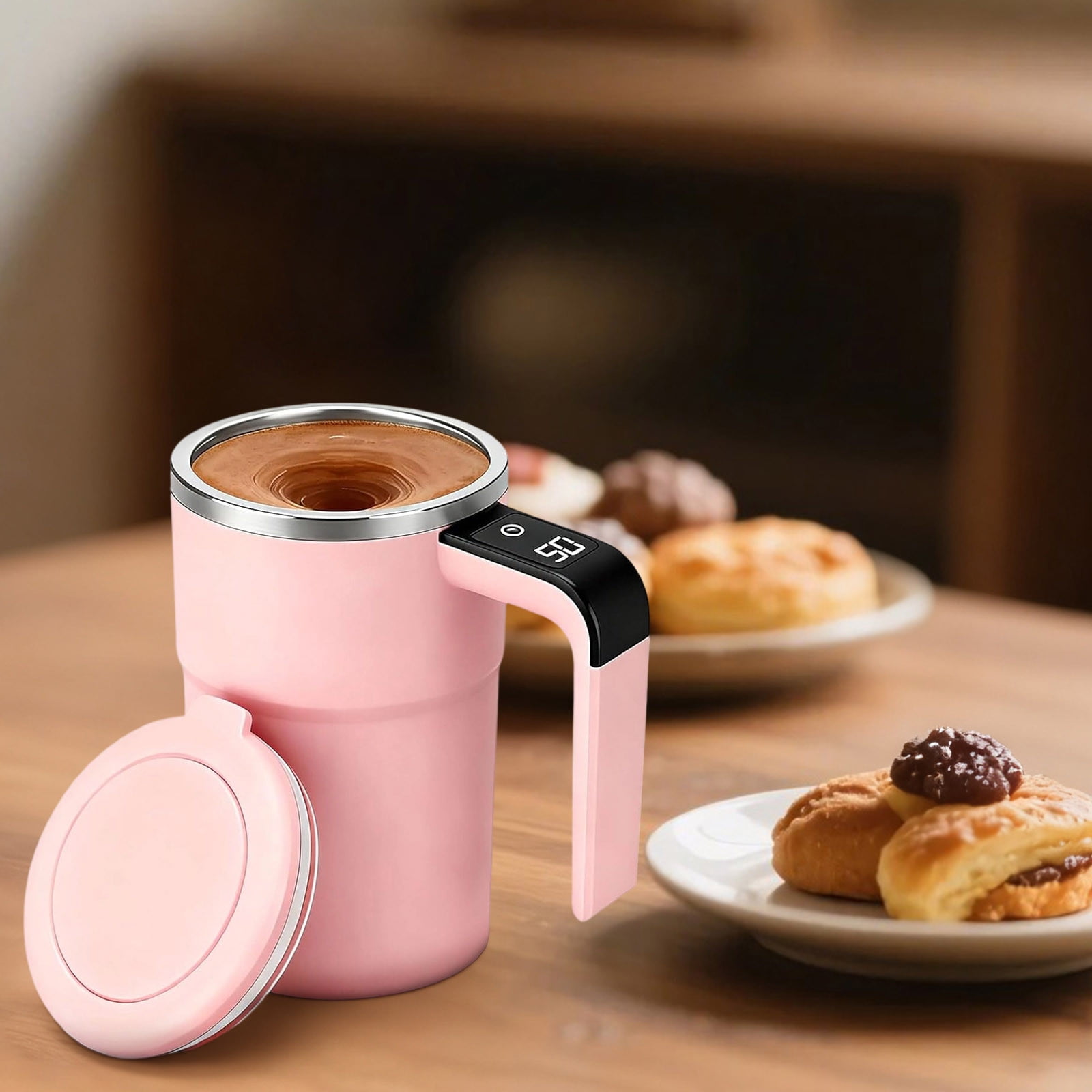 Self-Stirring Magnetic Coffee Mug with Temperature Display,Automatic Mixing for Coffee Tea and Shakes,Food Grade 304 Stainless Steel Liner,Smart LCD Screen for Real-Time Heat Monitoring C - Image 5