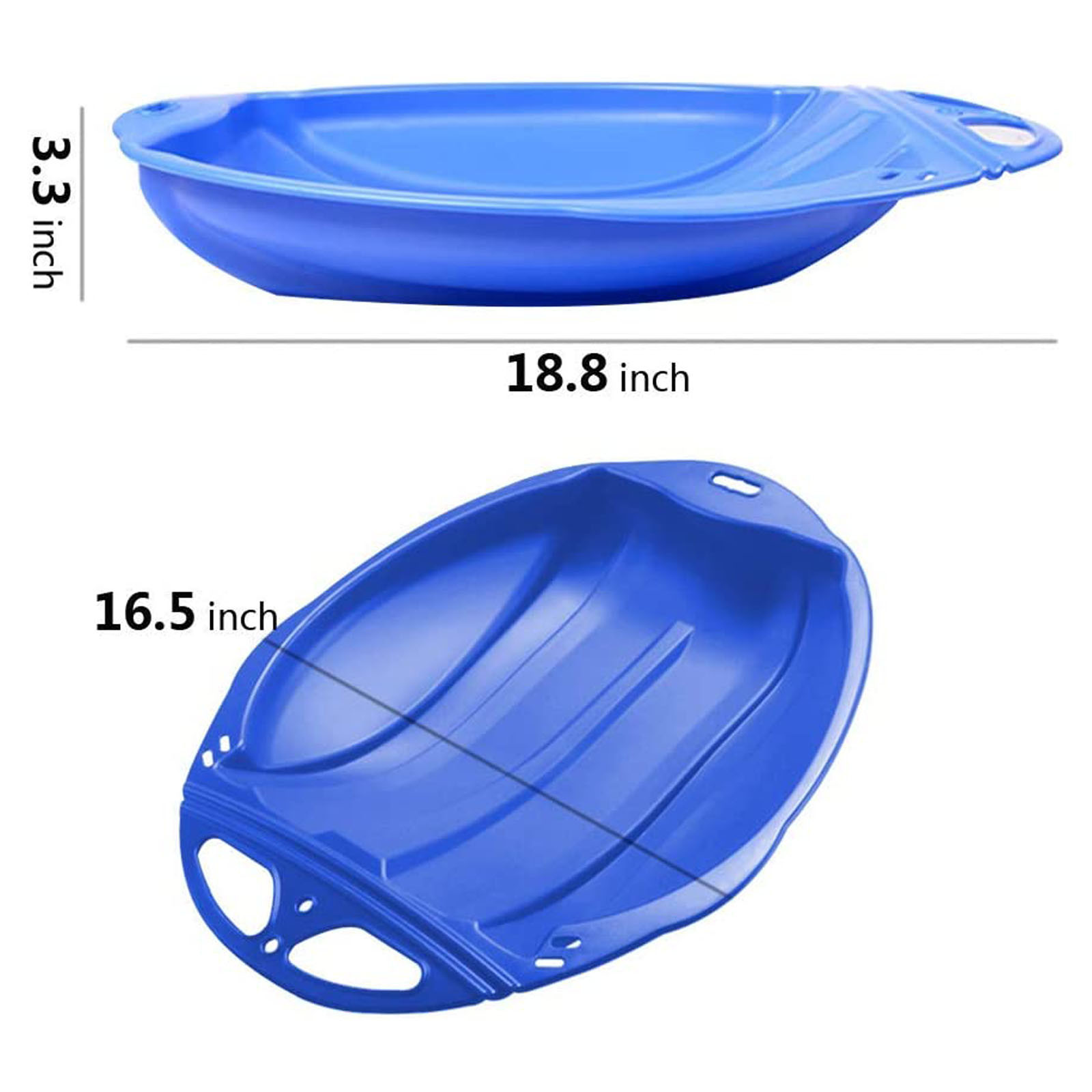 Round Snow Sled Disc for niñas & Adults, Durable PP Plastic Sand Slider & Winter Ski Pad, Non-Slip Design with Deep Seat for Safe Snow, Grass, and Sand Adventures, Supports Up to 100kg Blue - Image 3