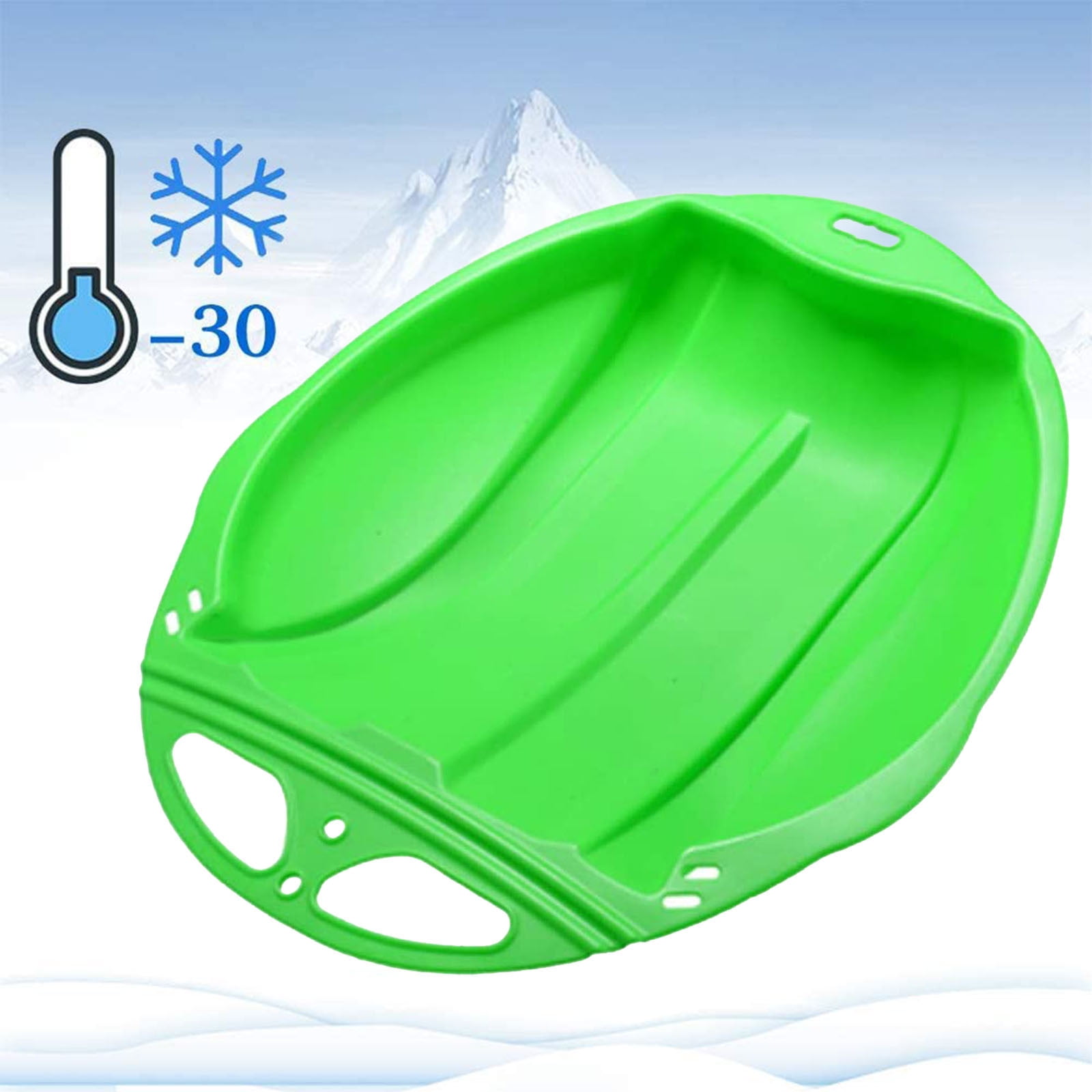 Round Snow Sled Disc for niñas & Adults, Durable PP Plastic Sand Slider & Winter Ski Pad, Non-Slip Design with Deep Seat for Safe Snow, Grass, and Sand Adventures, Supports Up to 100kg Green - Image 1