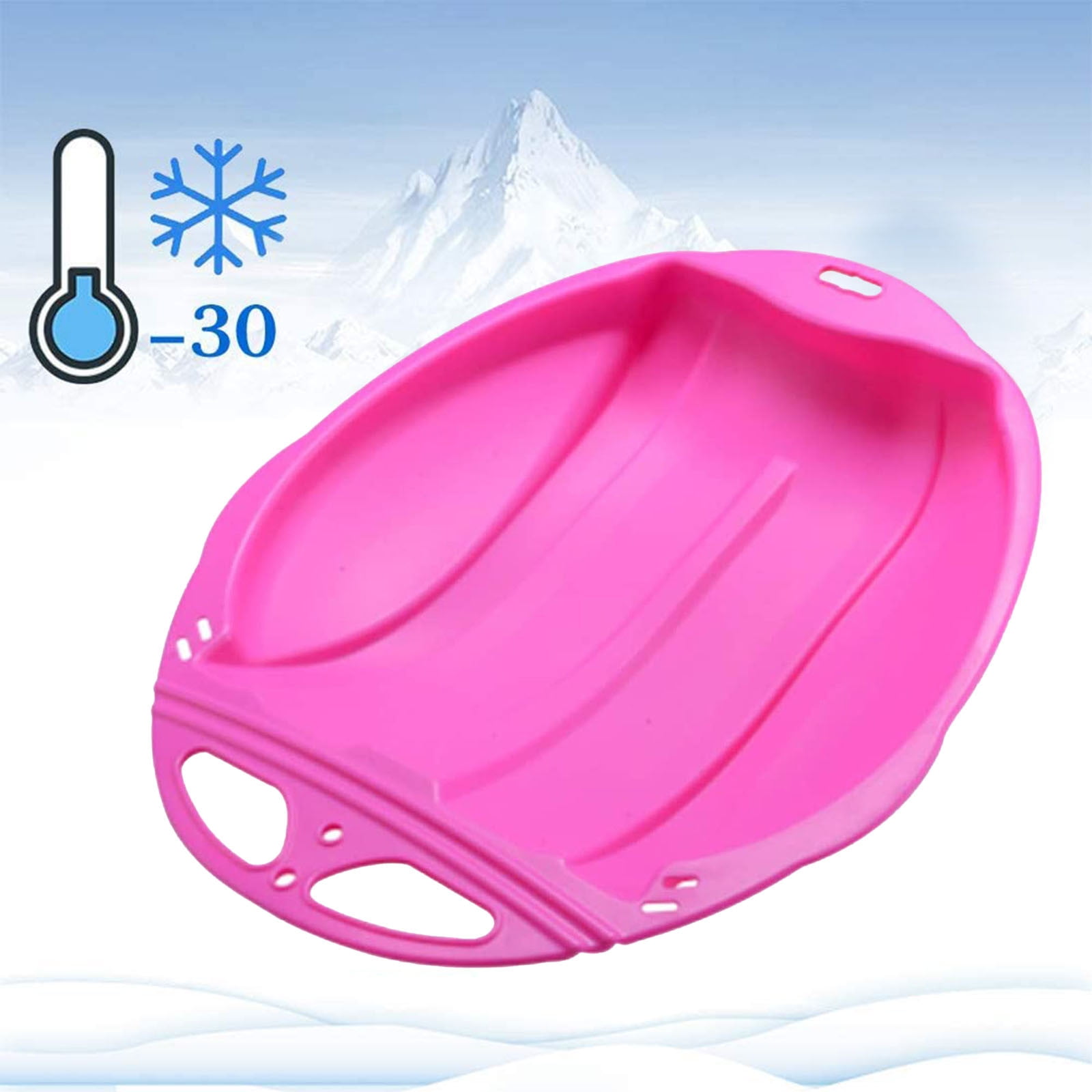 Round Snow Sled Disc for niñas & Adults, Durable PP Plastic Sand Slider & Winter Ski Pad, Non-Slip Design with Deep Seat for Safe Snow, Grass, and Sand Adventures, Supports Up to 100kg Pink - Image 1