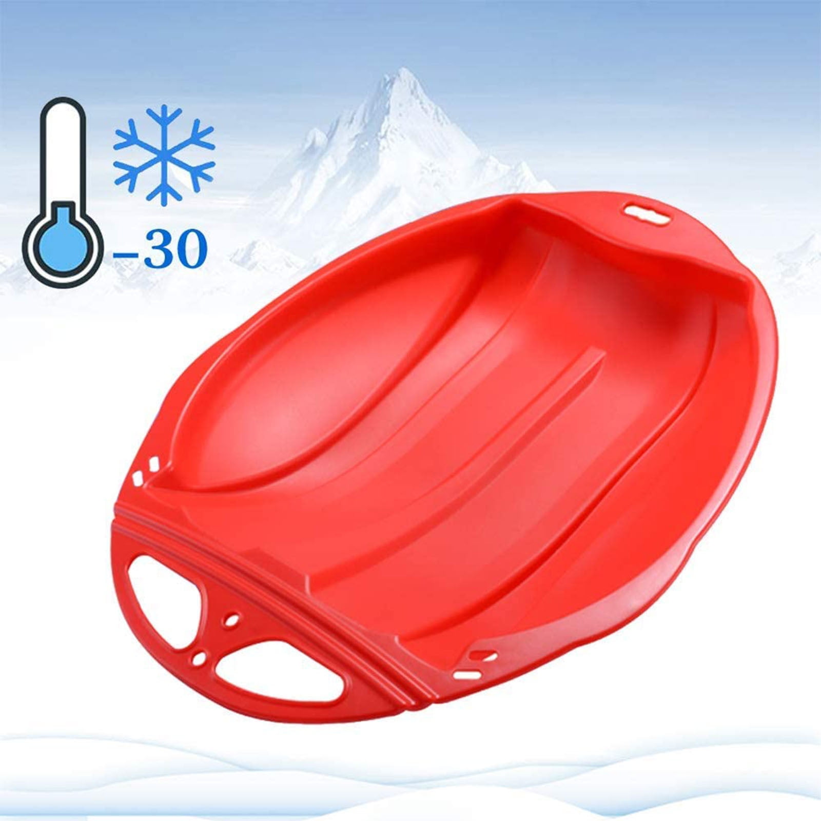 Round Snow Sled Disc for niñas & Adults, Durable PP Plastic Sand Slider & Winter Ski Pad, Non-Slip Design with Deep Seat for Safe Snow, Grass, and Sand Adventures, Supports Up to 100kg Red - Image 1