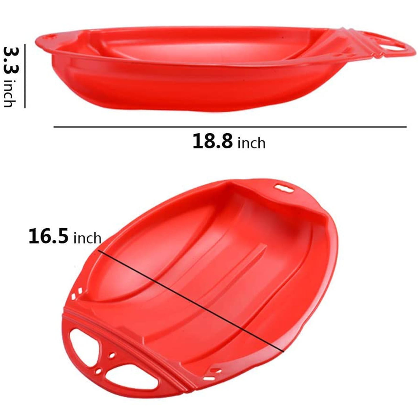 Round Snow Sled Disc for niñas & Adults, Durable PP Plastic Sand Slider & Winter Ski Pad, Non-Slip Design with Deep Seat for Safe Snow, Grass, and Sand Adventures, Supports Up to 100kg Red - Image 2