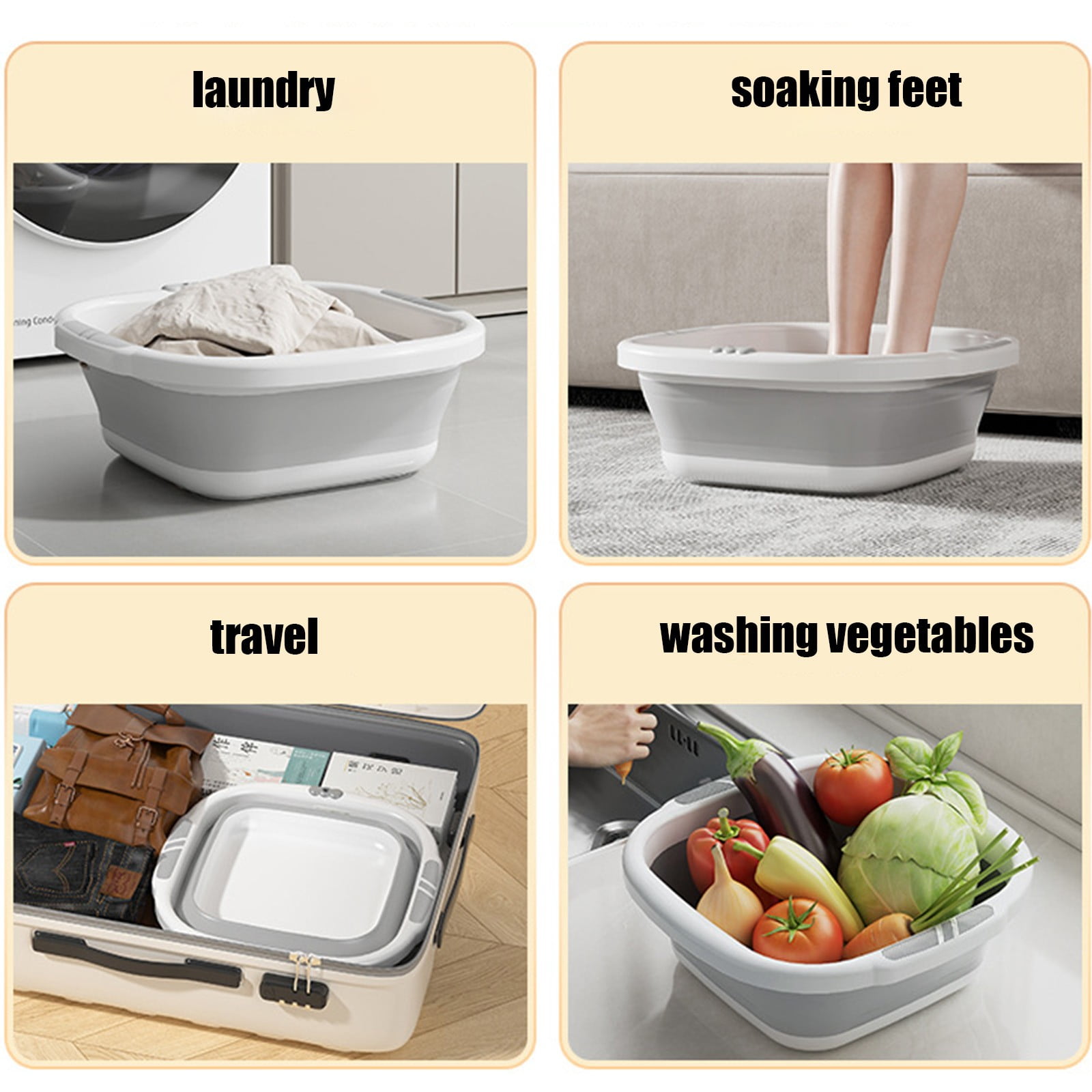 Collapsible Wash Basin,Multi-Use Folding Sink for Kitchen,Camping,and Laundry,Portable Dish Pan with Anti-Slip Bottom,Space-Saving Design for Travel and Outdoor BBQ,Durable and Easy to Store Gray - Image 5
