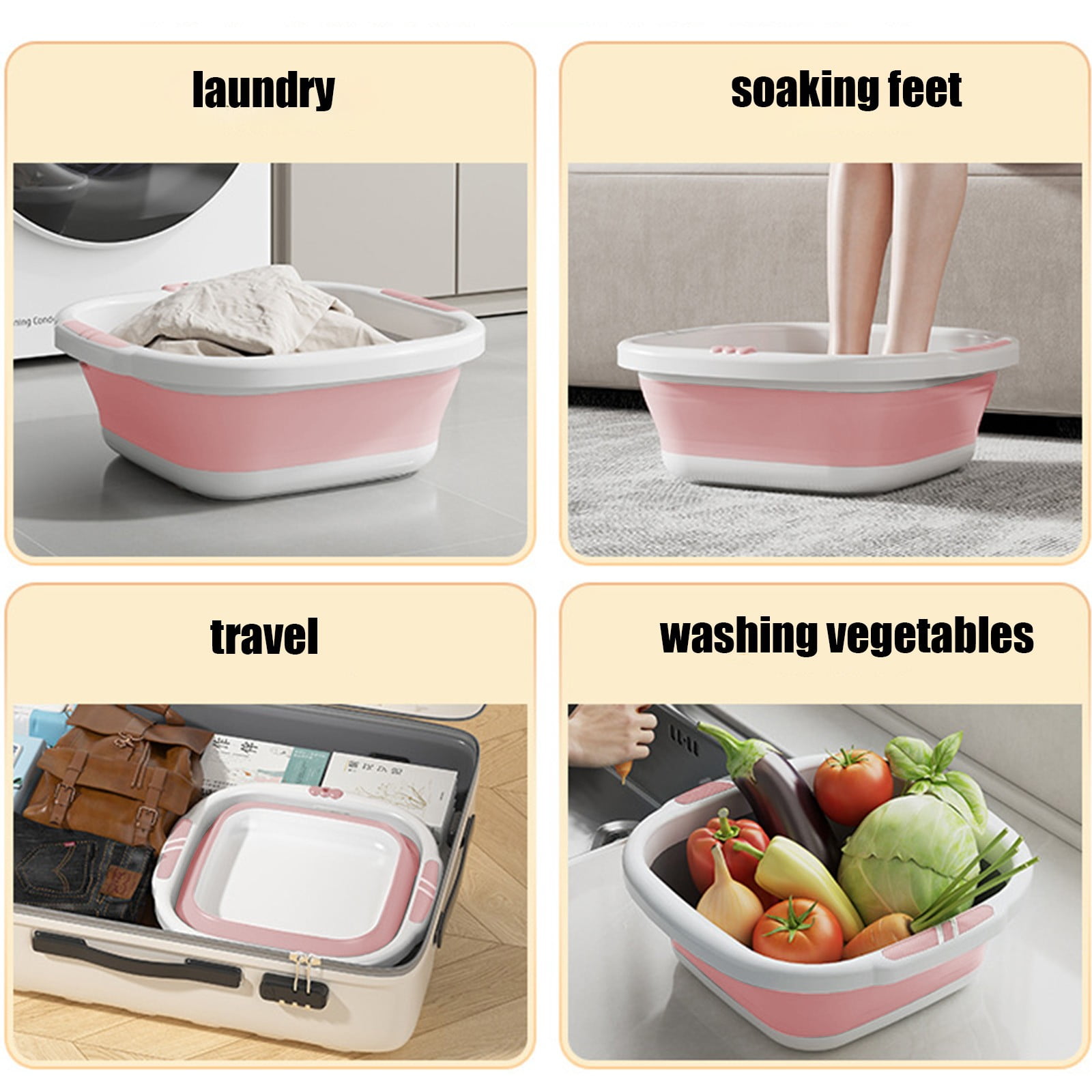 Collapsible Wash Basin,Multi-Use Folding Sink for Kitchen,Camping,and Laundry,Portable Dish Pan with Anti-Slip Bottom,Space-Saving Design for Travel and Outdoor BBQ,Durable and Easy to Store Pink - Image 5