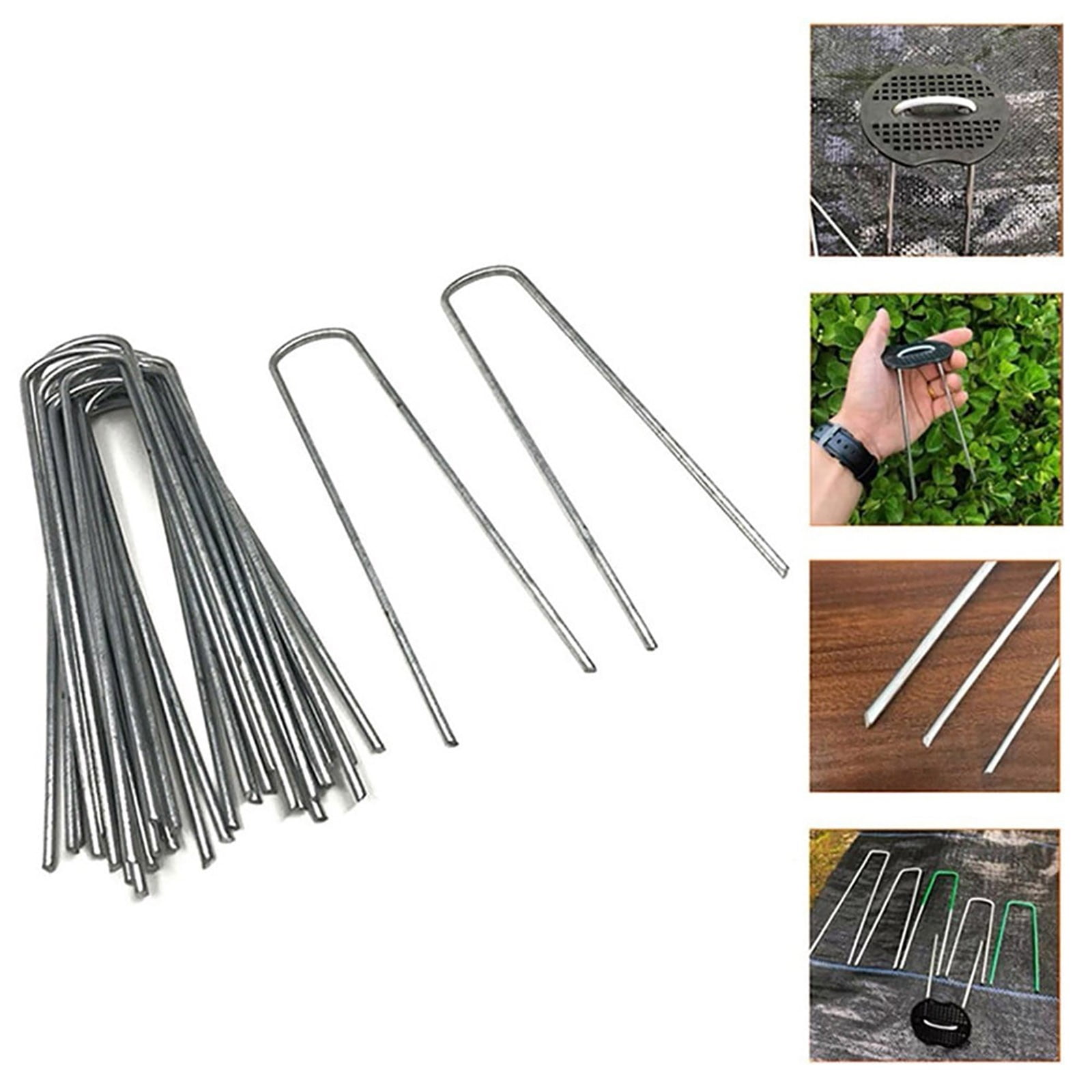 Garden Stakes Pins Landscape Staples, Durable Tent Stakes, Heavy Duty Galvanized Steel Metal Yard Stakes, Ground Lawn Staples, Fence Anchors for Weed Barrier Fabric, 20 Pcs, 3.94x1.57 3.94