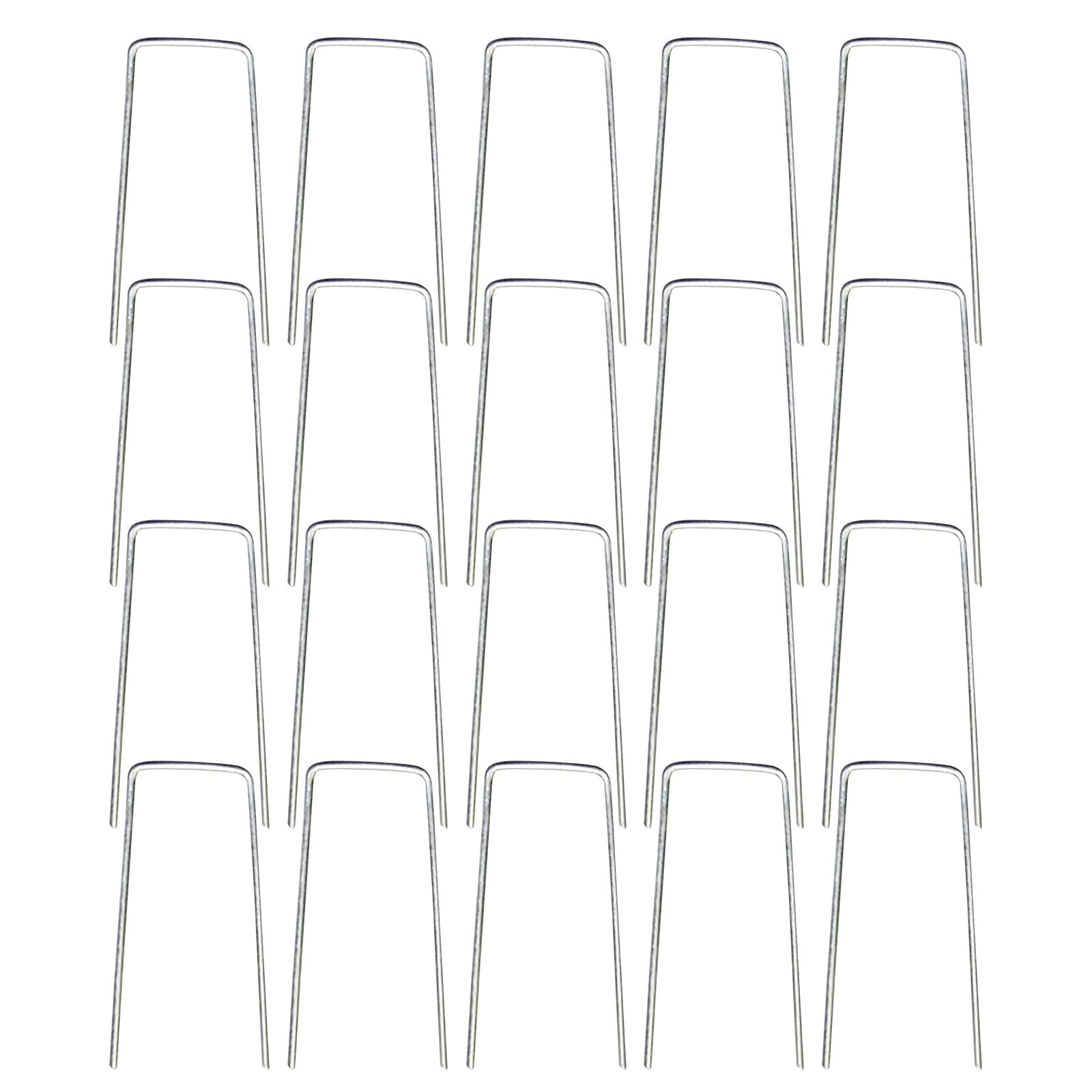 Garden Stakes Pins Landscape Staples, Durable Tent Stakes, Heavy Duty Galvanized Steel Metal Yard Stakes, Ground Lawn Staples, Fence Anchors for Weed Barrier Fabric, 20 Pcs, 3.94x1.57 3.94