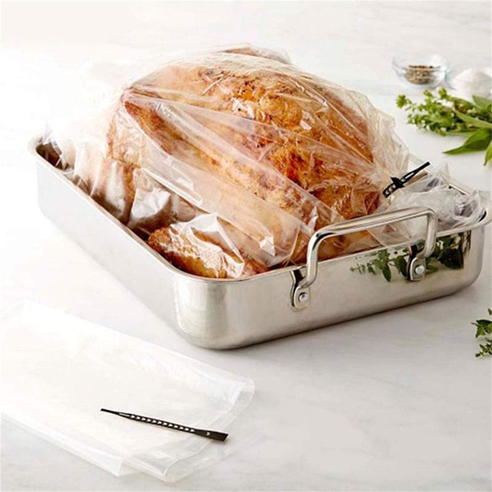 Turkey Oven Bags, Turkey Cooking Bags for Oven, Large Size Oven Cooking Roasting Bags for Chicken Meat Ham Seafood Vegetable, Christmas Essentials, 5 Pcs, 25.6x19.6 25.6