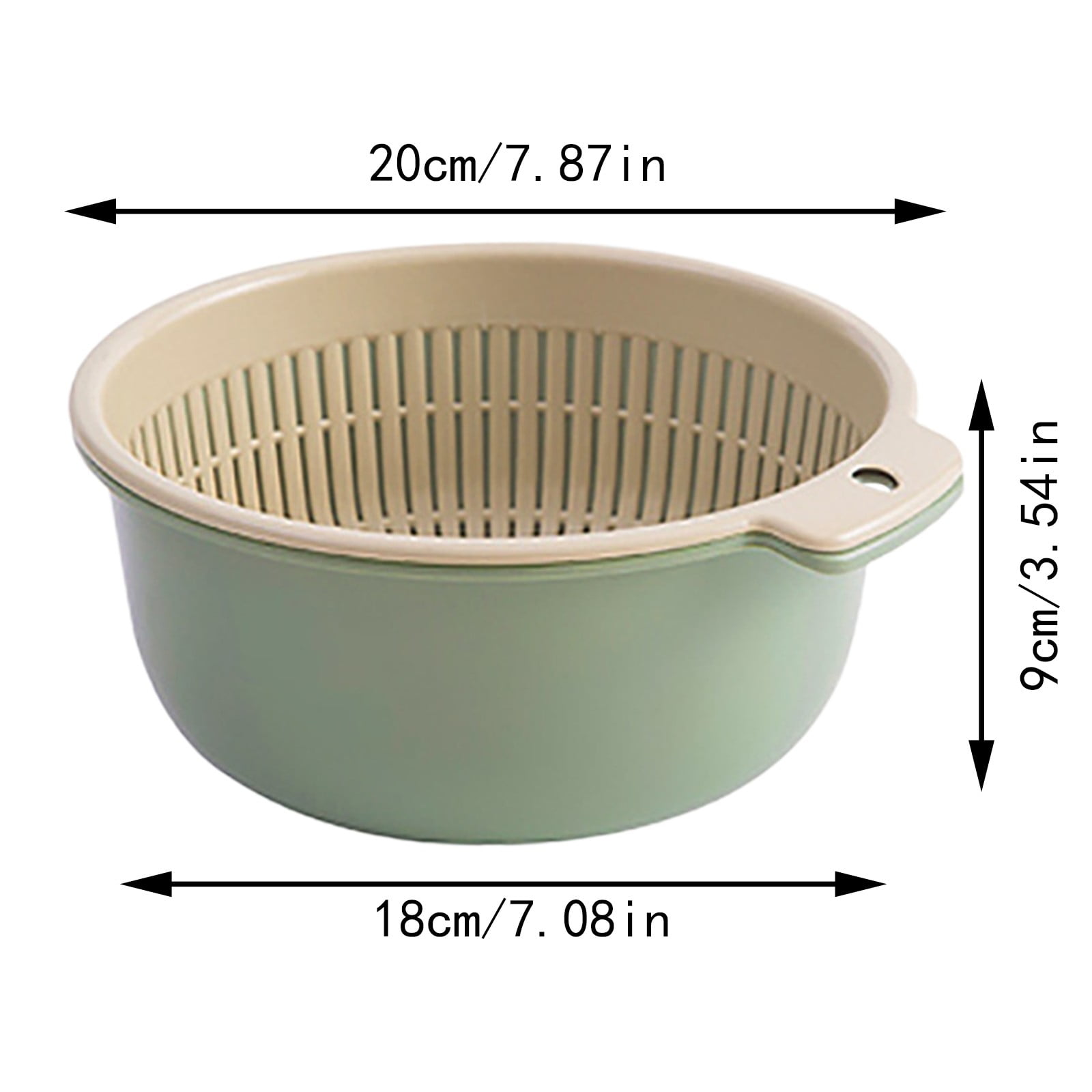 2 in 1 Kitchen Strainer Colander Bowls Set, Thickened Plastic Detachable Double Layer Drainage Basket Fruit Colander Draining Bowl Vegetable Washing Basket for Cleaning Washing, 7.87x3.54 7.87