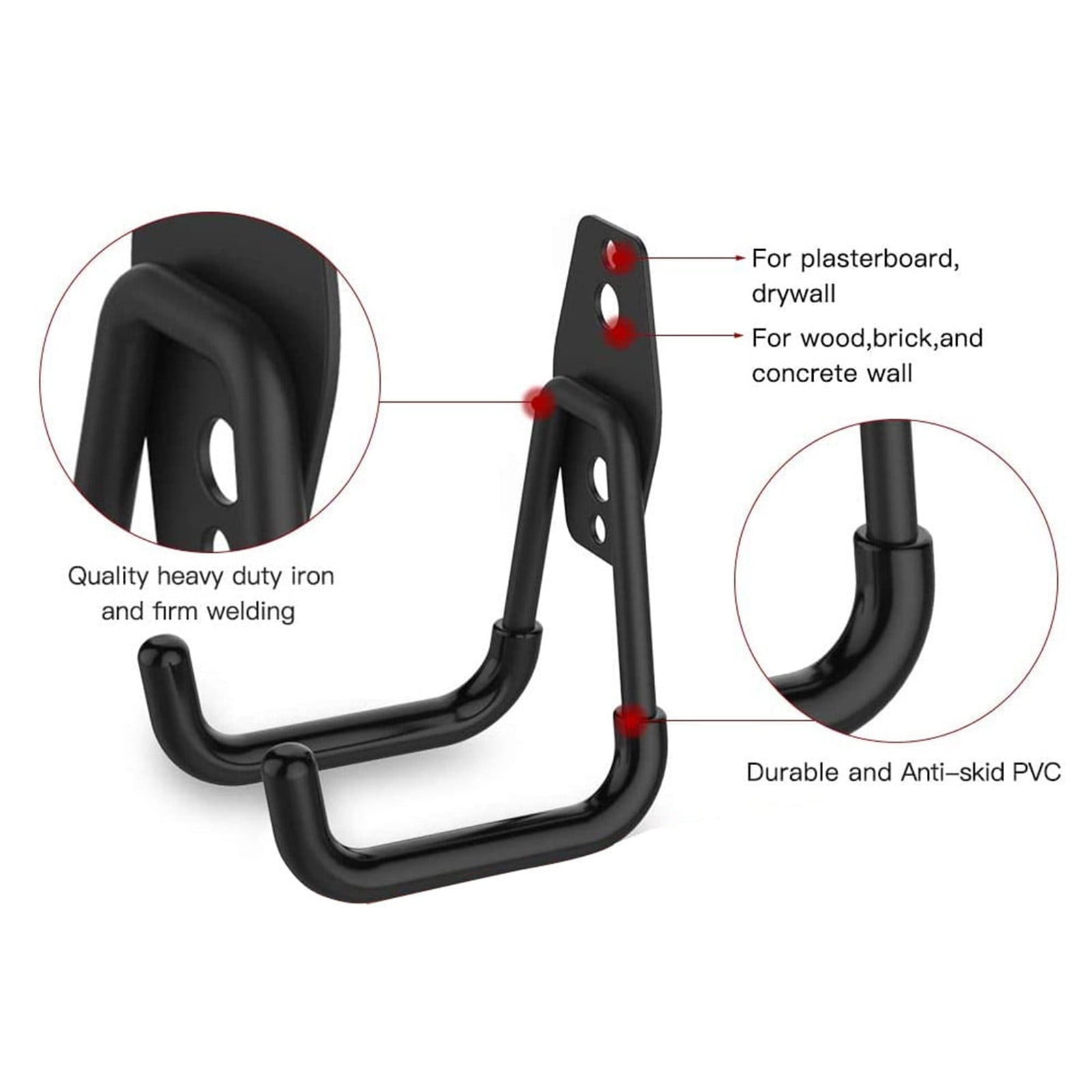 Garage Storage Utility Hooks, Heavy Duty Garage Hooks, Garage Garden Tool Organizer, Steel Wall Mount Hooks, Garden Small U Hooks, Wall Mount Hanger Organizer for Tools, 1 Pcs, 2.56x2.05x4.33 2.56