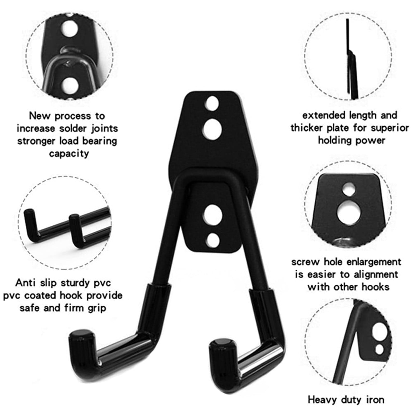 Garage Storage Utility Hooks, Heavy Duty Garage Hooks, Garage Garden Tool Organizer, Steel Wall Mount Hooks, Garden Small U Hooks, Wall Mount Hanger Organizer for Tools, 1 Pcs, 2.56x2.05x4.33 2.56