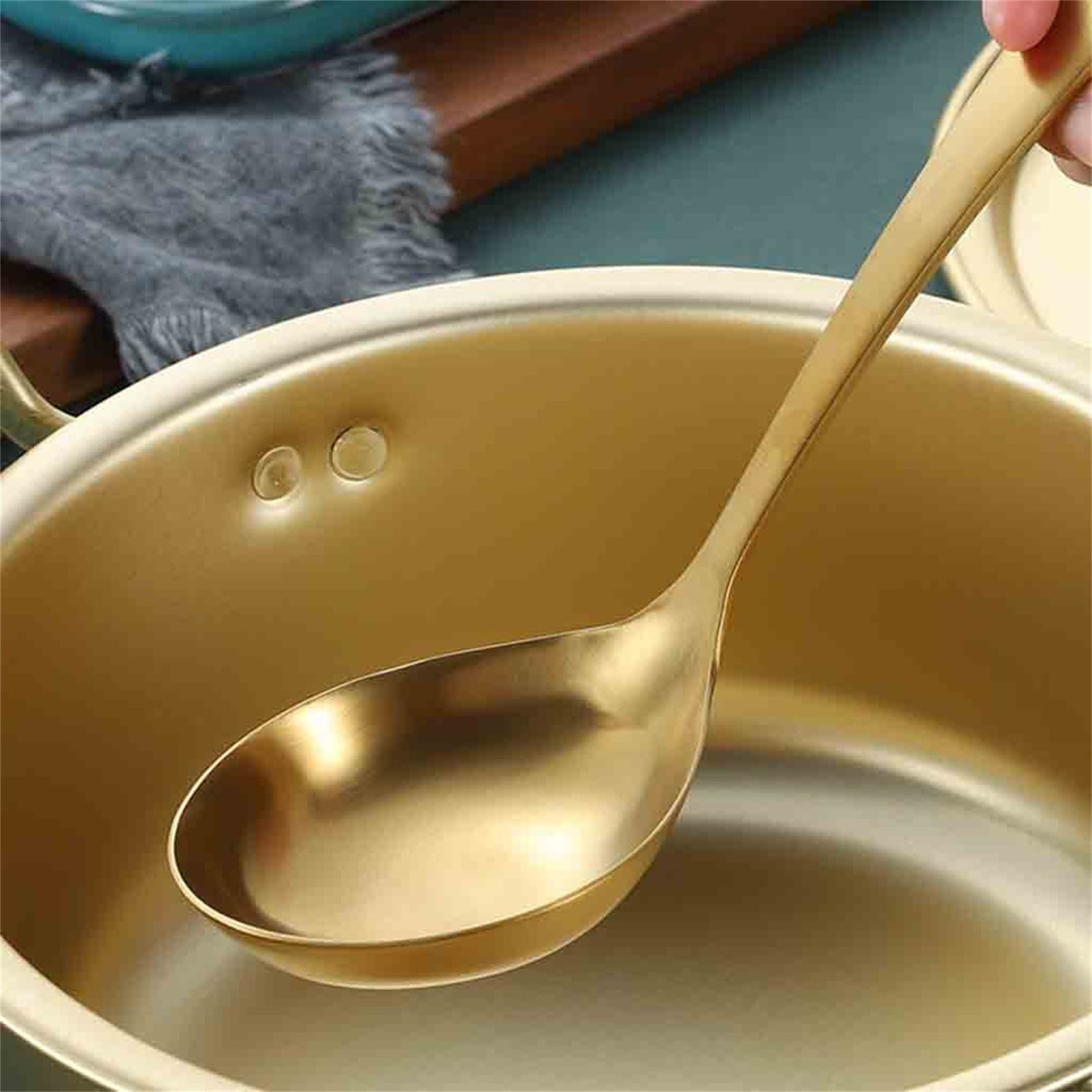 Gold Ladle, Stainless Steel Kitchen Ladle With Gold Plating, Soup Ladle, Cooking Ladle, Metal Soup Spoon For Cooking, Dishwasher Safe, Easy to Clean, 1 Pcs One Size Gold - Image 3