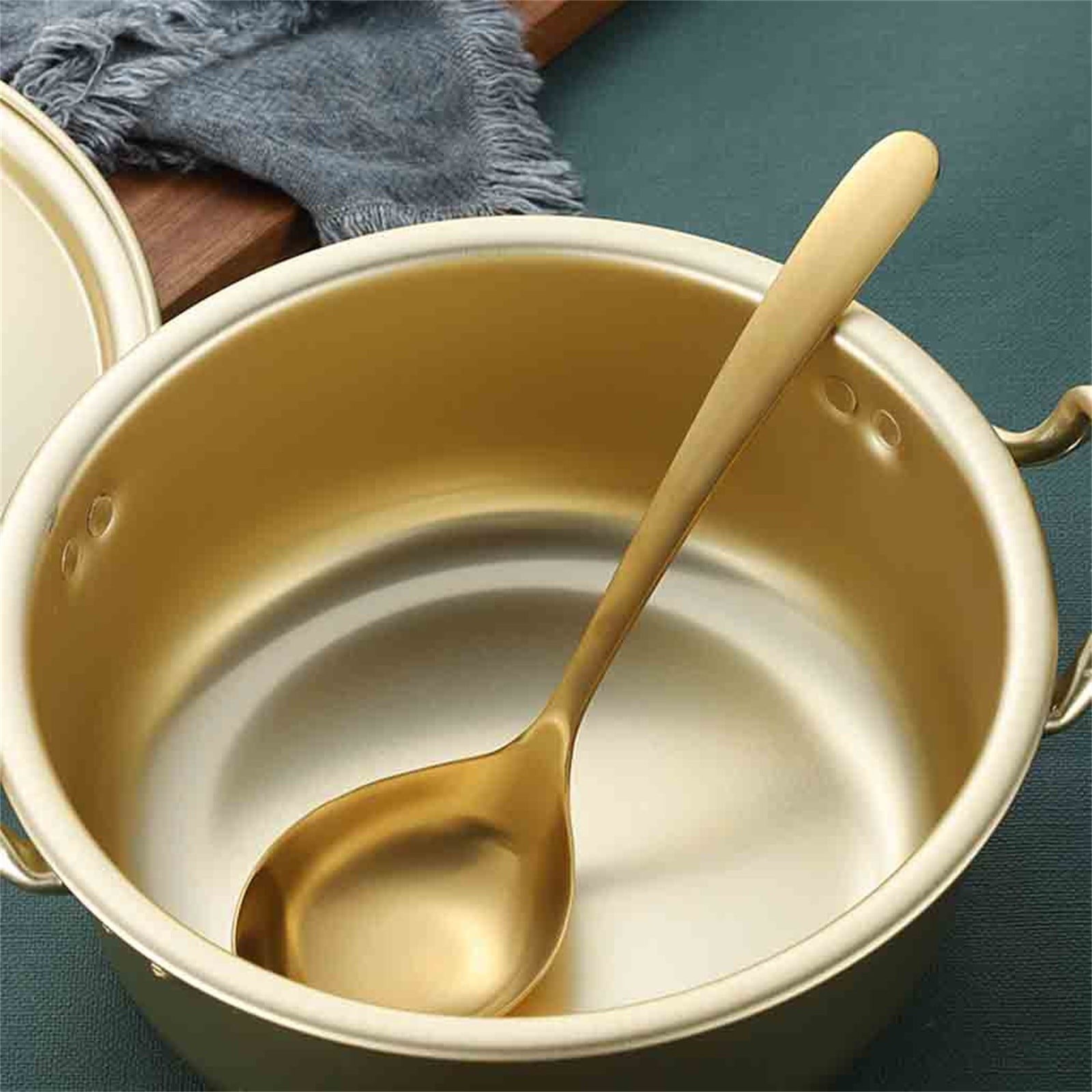 Gold Ladle, Stainless Steel Kitchen Ladle With Gold Plating, Soup Ladle, Cooking Ladle, Metal Soup Spoon For Cooking, Dishwasher Safe, Easy to Clean, 1 Pcs One Size Gold - Image 4