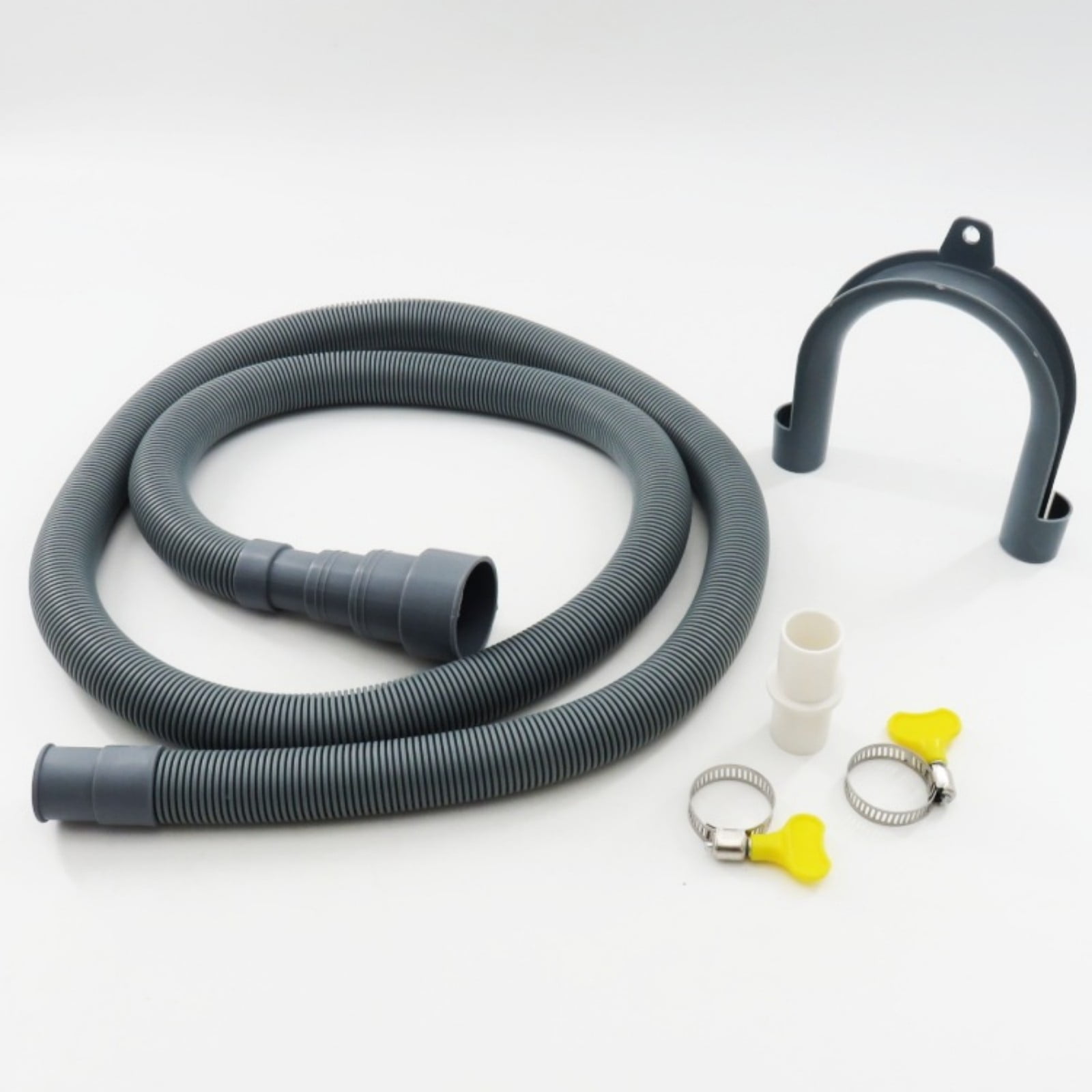 Washing Machine Drain Hose Extension Kit, Durable Washer Drain Hose, Universal for Washer, Dishwasher & Dehumidifier, 5-Piece Set with U-Bracket, 2 Clamps & Adapter, 1 Set, 6.5 Ft 9.8' Grey - Image 3