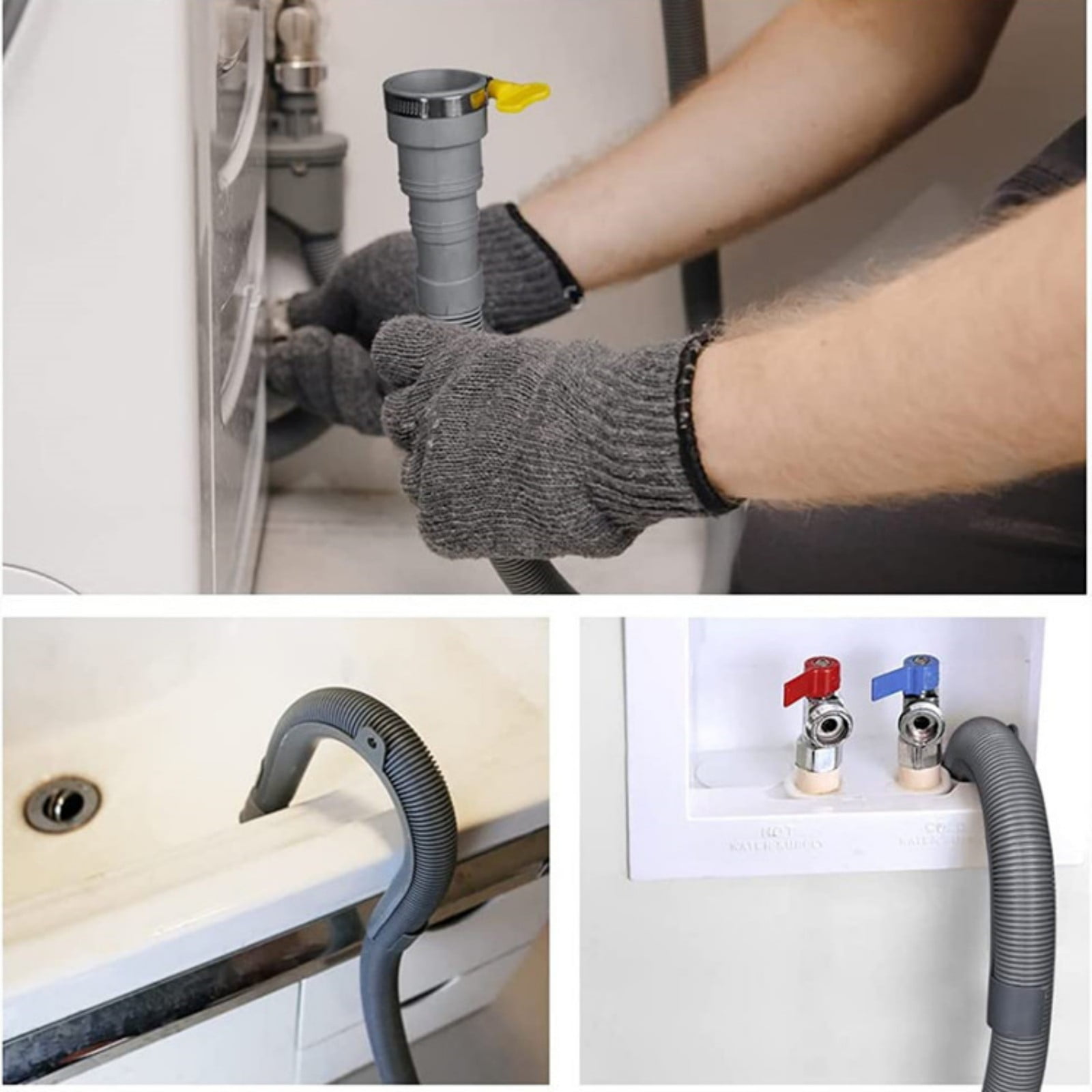 Washing Machine Drain Hose Extension Kit, Durable Washer Drain Hose, Universal for Washer, Dishwasher & Dehumidifier, 5-Piece Set with U-Bracket, 2 Clamps & Adapter, 1 Set, 6.5 Ft 9.8' Grey - Image 4