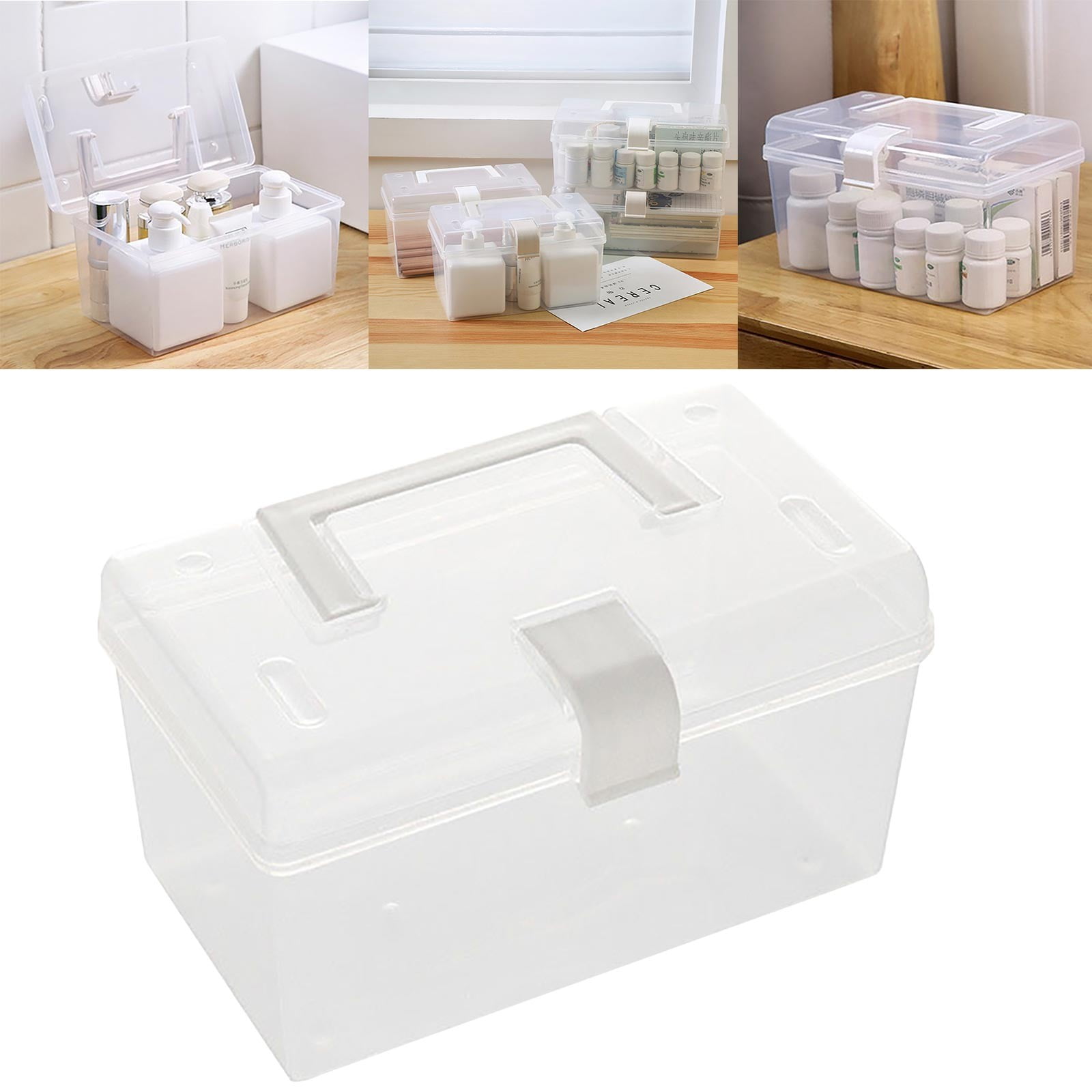 Transparent Storage Box, Clear Storage Latch Box Plastic Container Plastic Carrying Case with Handle and Latches for Home Desktop, 1 Pcs, 7.68x4.13x4.33 9.06
