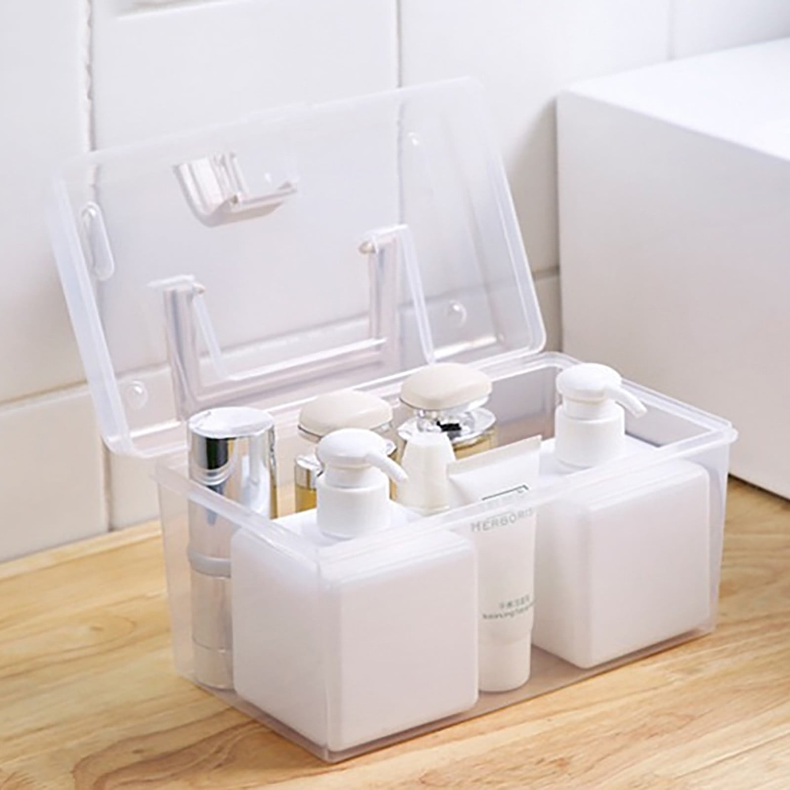 Transparent Storage Box, Clear Storage Latch Box Plastic Container Plastic Carrying Case with Handle and Latches for Home Desktop, 1 Pcs, 7.68x4.13x4.33 9.06