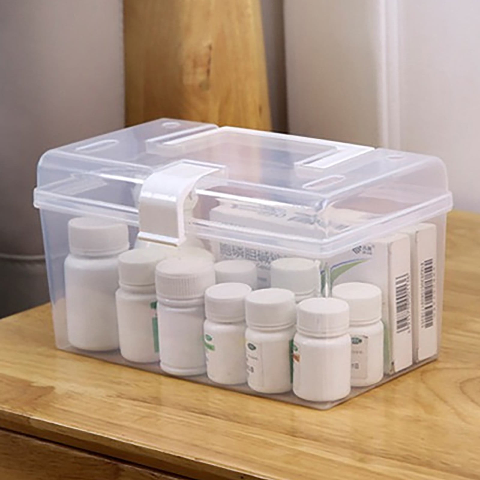 Transparent Storage Box, Clear Storage Latch Box Plastic Container Plastic Carrying Case with Handle and Latches for Home Desktop, 1 Pcs, 7.68x4.13x4.33 9.06