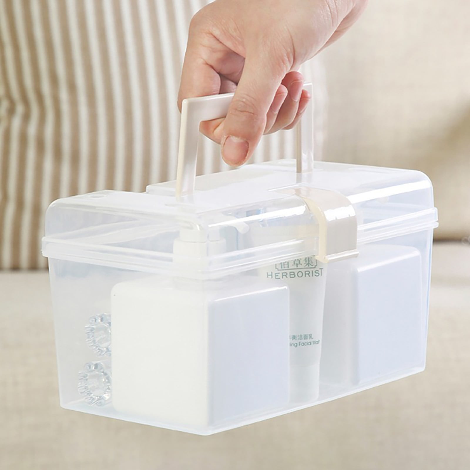 Transparent Storage Box, Clear Storage Latch Box Plastic Container Plastic Carrying Case with Handle and Latches for Home Desktop, 1 Pcs, 7.68x4.13x4.33 9.06