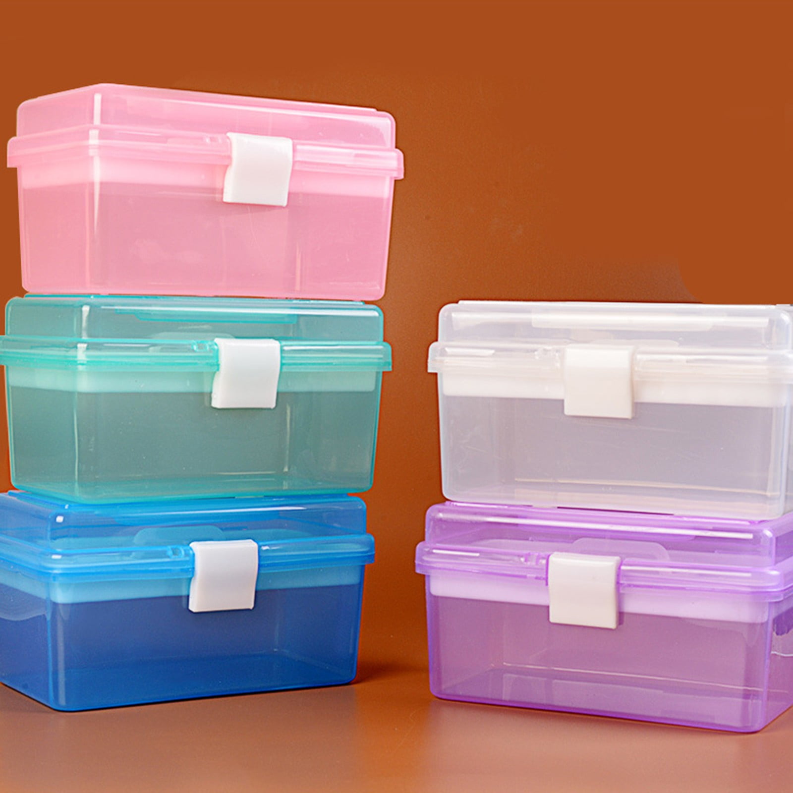 Transparent Storage Box, Clear Storage Latch Box Plastic Container Plastic Carrying Case with Handle and Latches for Home Desktop, 1 Pcs, 7.68x4.13x4.33 7.08