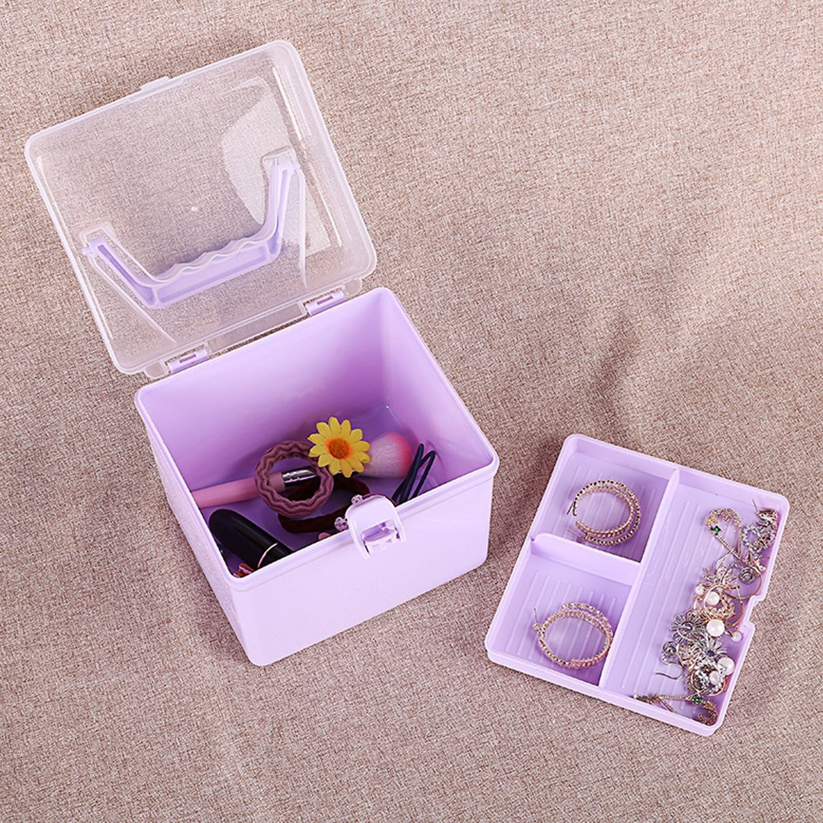 Transparent Storage Box, Clear Storage Latch Box Plastic Container Plastic Carrying Case with Handle and Latches for Home Desktop, 1 Pcs, 7.68x4.13x4.33 6.29