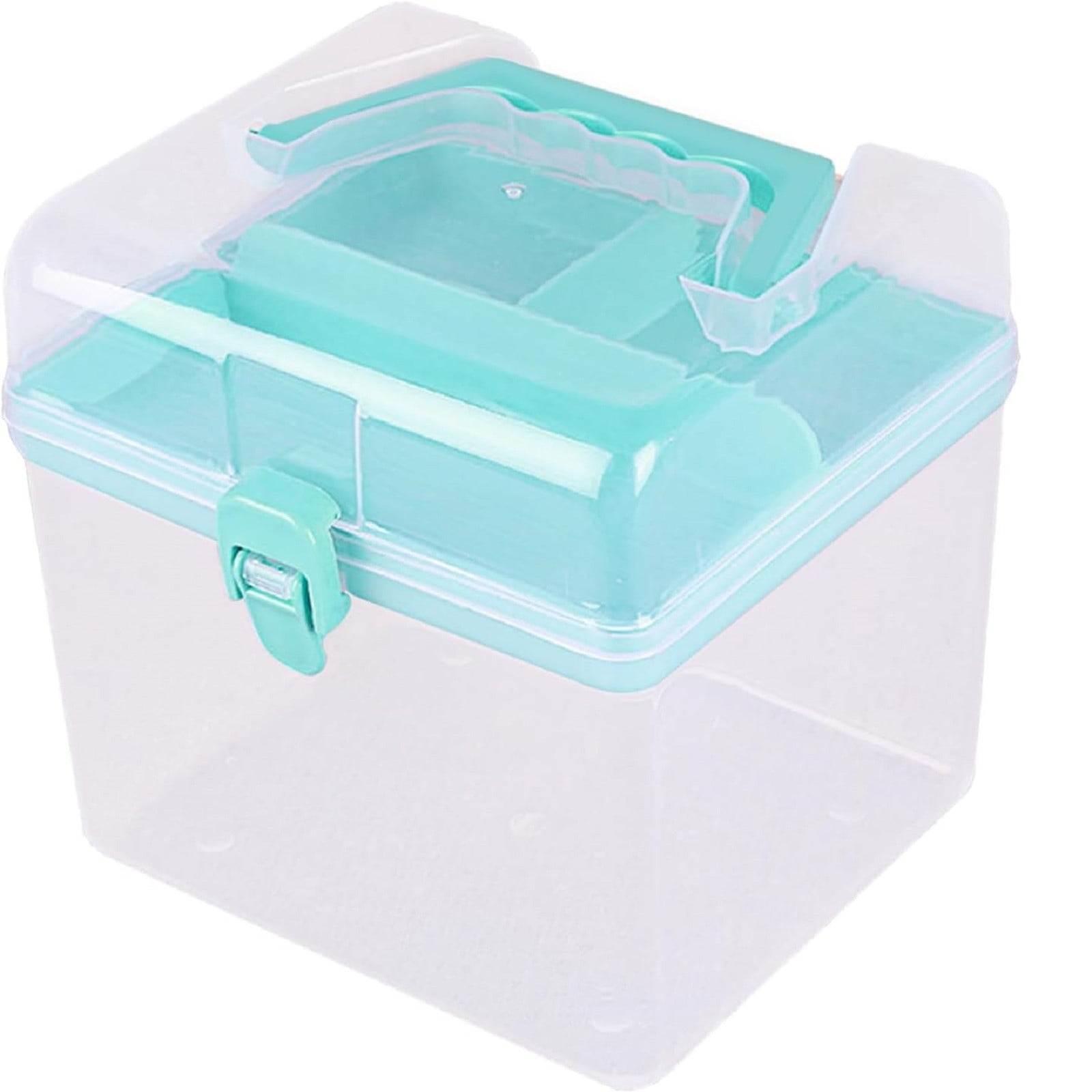 Transparent Storage Box, Clear Storage Latch Box Plastic Container Plastic Carrying Case with Handle and Latches for Home Desktop, 1 Pcs, 7.68x4.13x4.33 6.29