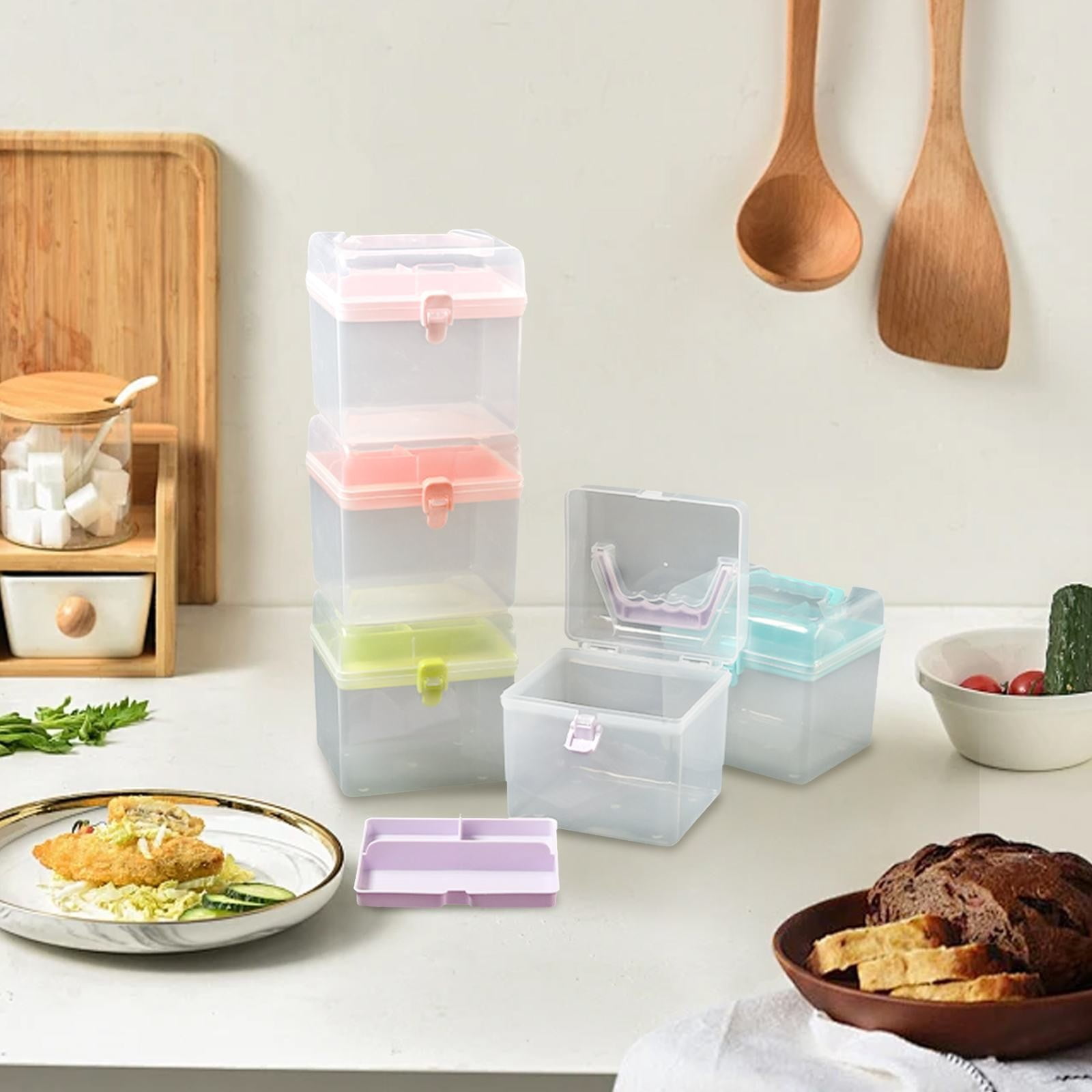 Transparent Storage Box, Clear Storage Latch Box Plastic Container Plastic Carrying Case with Handle and Latches for Home Desktop, 1 Pcs, 7.68x4.13x4.33 6.29