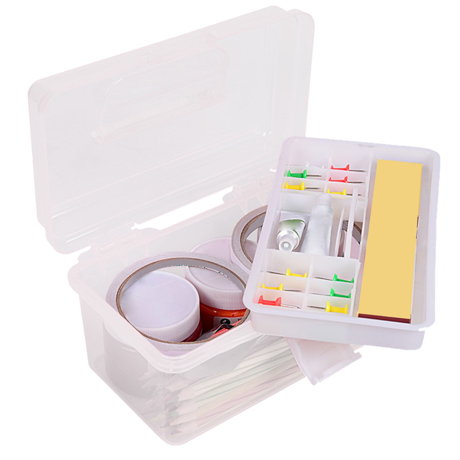 Transparent Storage Box, Clear Storage Latch Box Plastic Container Plastic Carrying Case with Handle and Latches for Home Desktop, 1 Pcs, 7.68x4.13x4.33 7.08