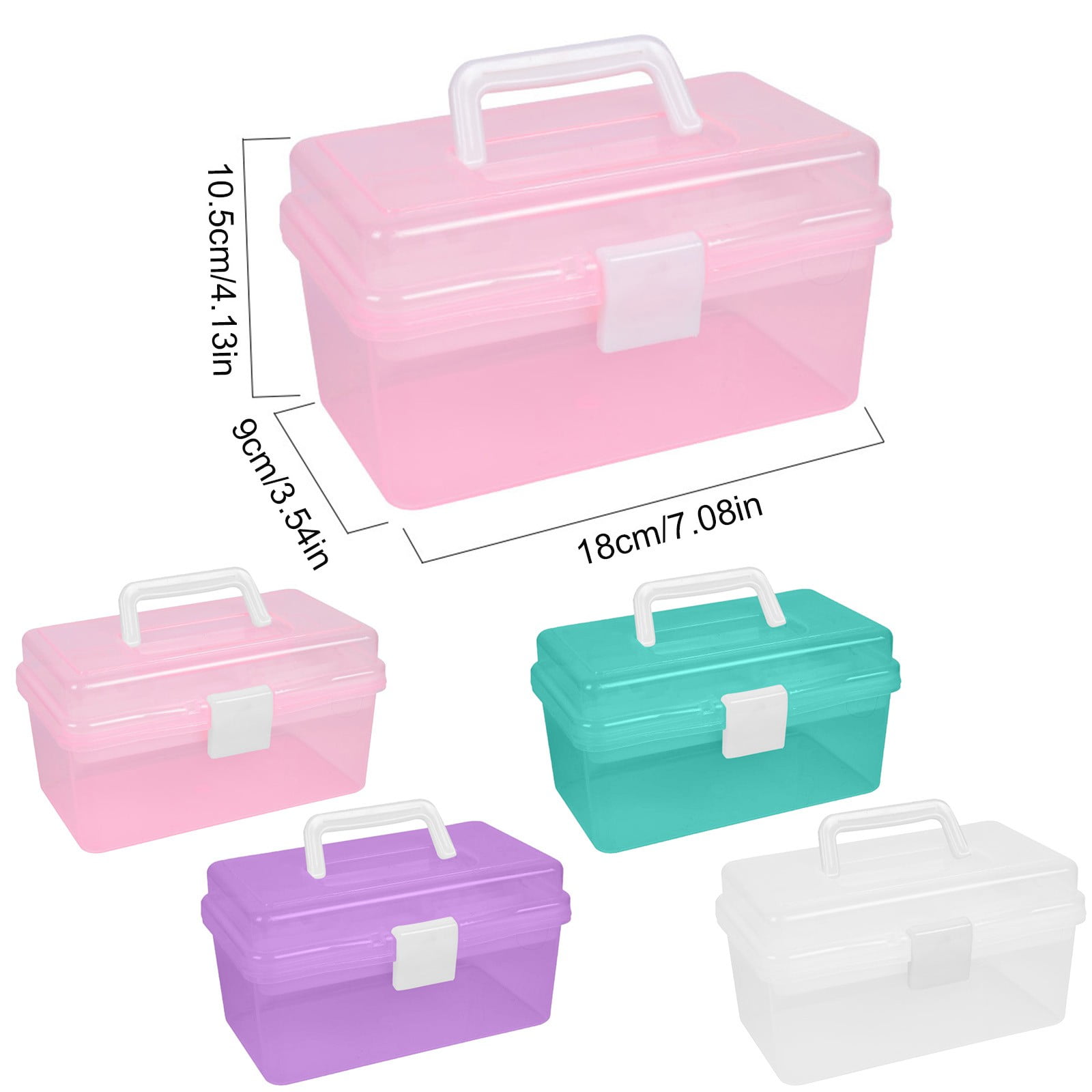Transparent Storage Box, Clear Storage Latch Box Plastic Container Plastic Carrying Case with Handle and Latches for Home Desktop, 1 Pcs, 7.68x4.13x4.33 7.08