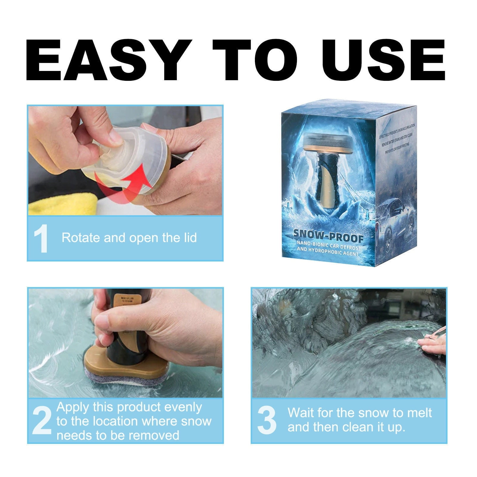 Windscreen Snow Removal Device,Winter Antifreeze Car Advanced Electromagnetic Ice Scraper,Scratch-Free Snow Removal Tool Sturdy Snow Brush with Ergonomic Grip Snow Scraper for Car SUV 100ml - Image 3