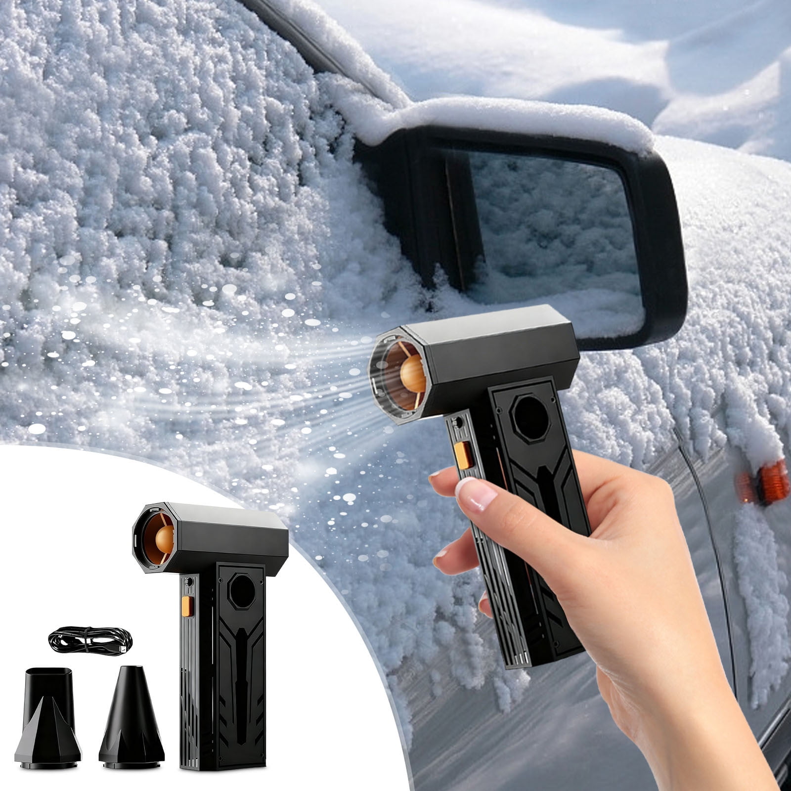 5000W Thermal Snow Blower - Portable Thermal Blower with Efficient Turbine Tech,Portable for Car Windshield Defrost,Snow Removal,Snow Blower for Car 3 Wind Speeds,Efficient Turbine Car Snow Blower - Image 2