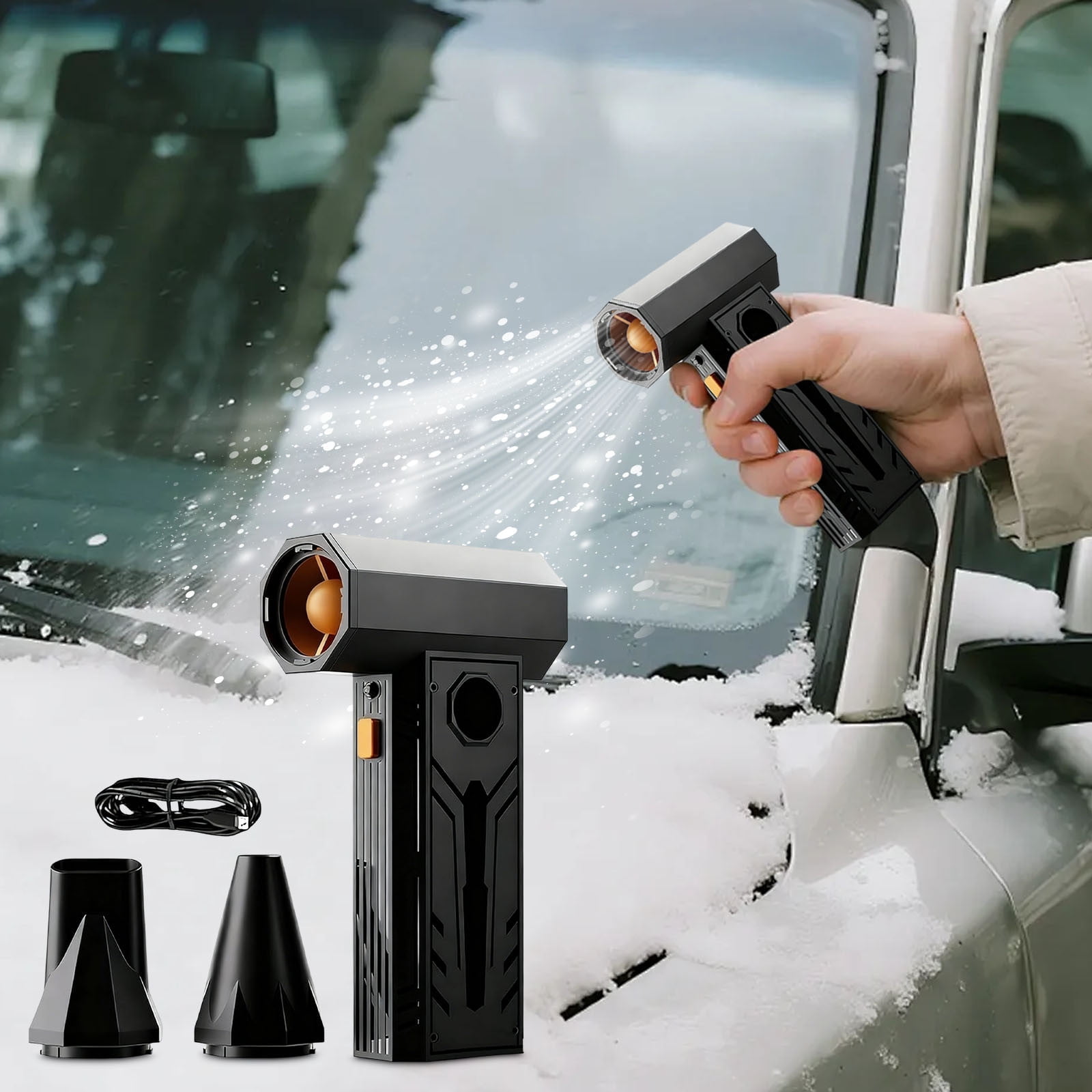 5000W Thermal Snow Blower - Portable Thermal Blower with Efficient Turbine Tech,Portable for Car Windshield Defrost,Snow Removal,Snow Blower for Car 3 Wind Speeds,Efficient Turbine Car Snow Blower - Image 4