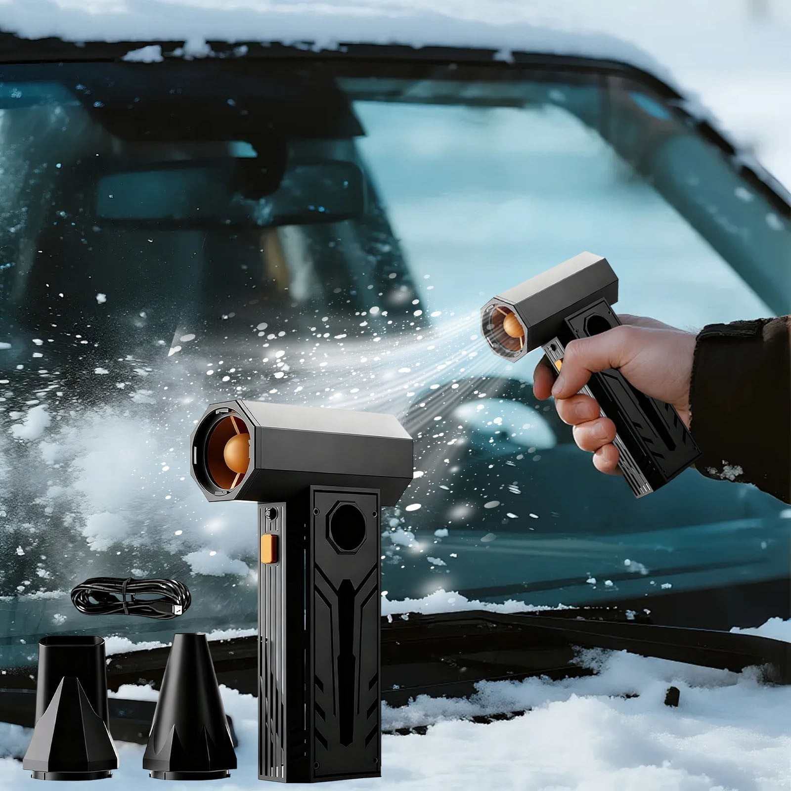 5000W Thermal Snow Blower - Portable Thermal Blower with Efficient Turbine Tech,Portable for Car Windshield Defrost,Snow Removal,Snow Blower for Car 3 Wind Speeds,Efficient Turbine Car Snow Blower - Image 5