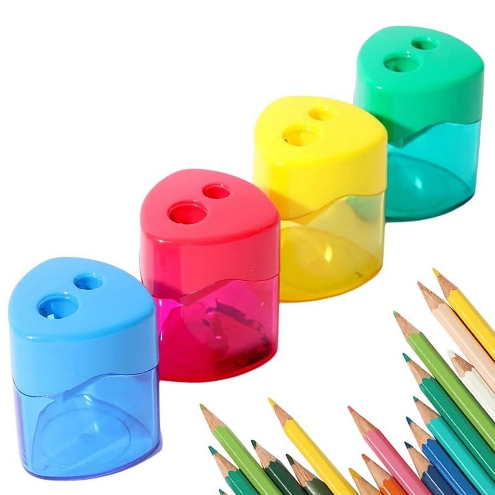 2025 Double Hole Oval Pencil Sharpener with Transparent Cover,Carbon Steel Blades for Safe Sharpening,Leak-Proof Shavings Container,Portable Design for niñas,estudiantes,and Office Use - Image 2