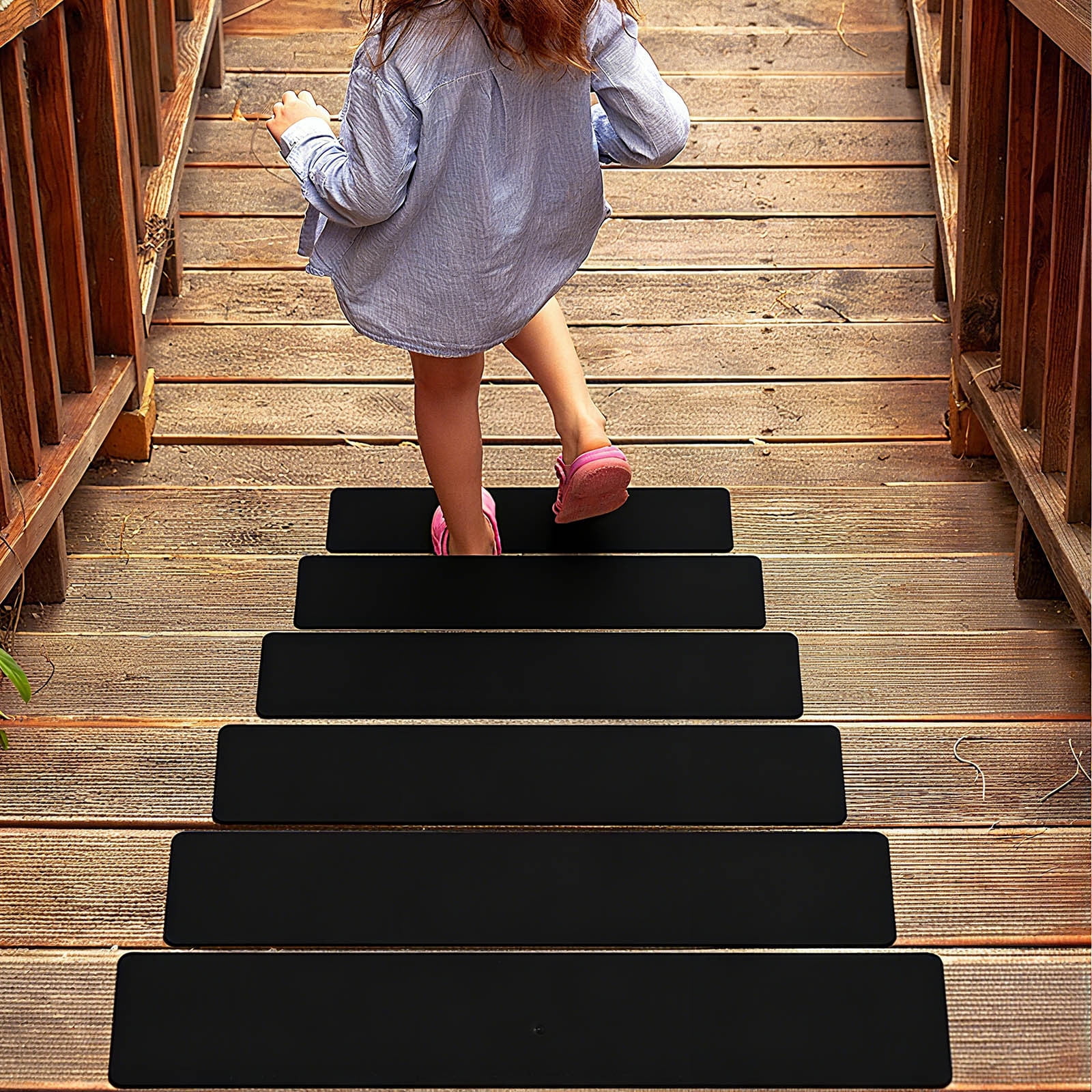 5-Pack Weather Resistant Exterior Grip Tape,Outdoor Stair Treads Non Slip for Wooden Steps - Non Slip Stair Treads - Anti Sniña Strips - Waterproof Adhesive Treads by,24x3.9in A - Image 2