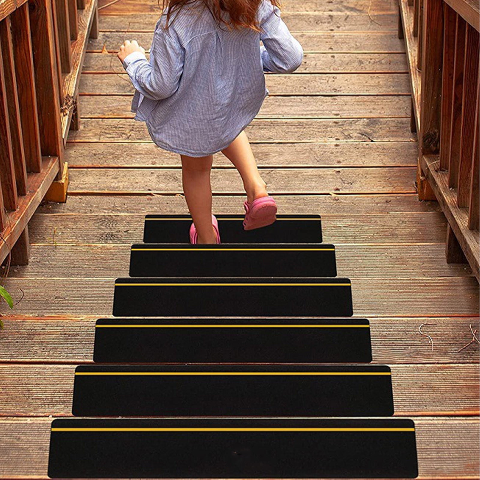 5-Pack Weather Resistant Exterior Grip Tape,Outdoor Stair Treads Non Slip for Wooden Steps - Non Slip Stair Treads - Anti Sniña Strips - Waterproof Adhesive Treads by,24x3.9in Black - Image 2