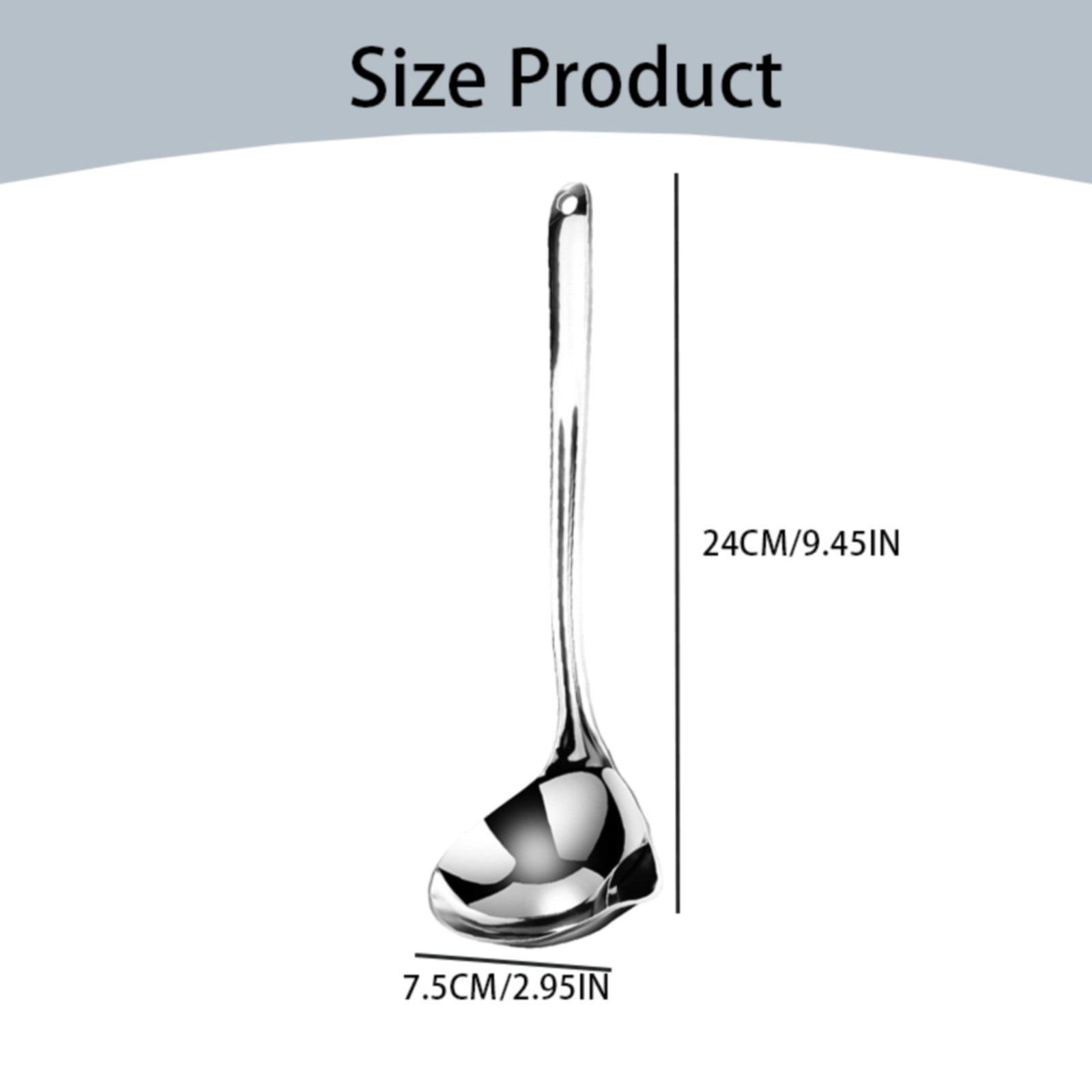 1 Pcs Small Soup Ladle,Stainless Steel Small Ladle With Pour Spout,9.45 Inch Soup Spoons,Kitchen Soup Laddle,Metal Spoon For Soups, Serving, Cooking, Stews And More,Kitchen Utensil Z_Silver - Image 2