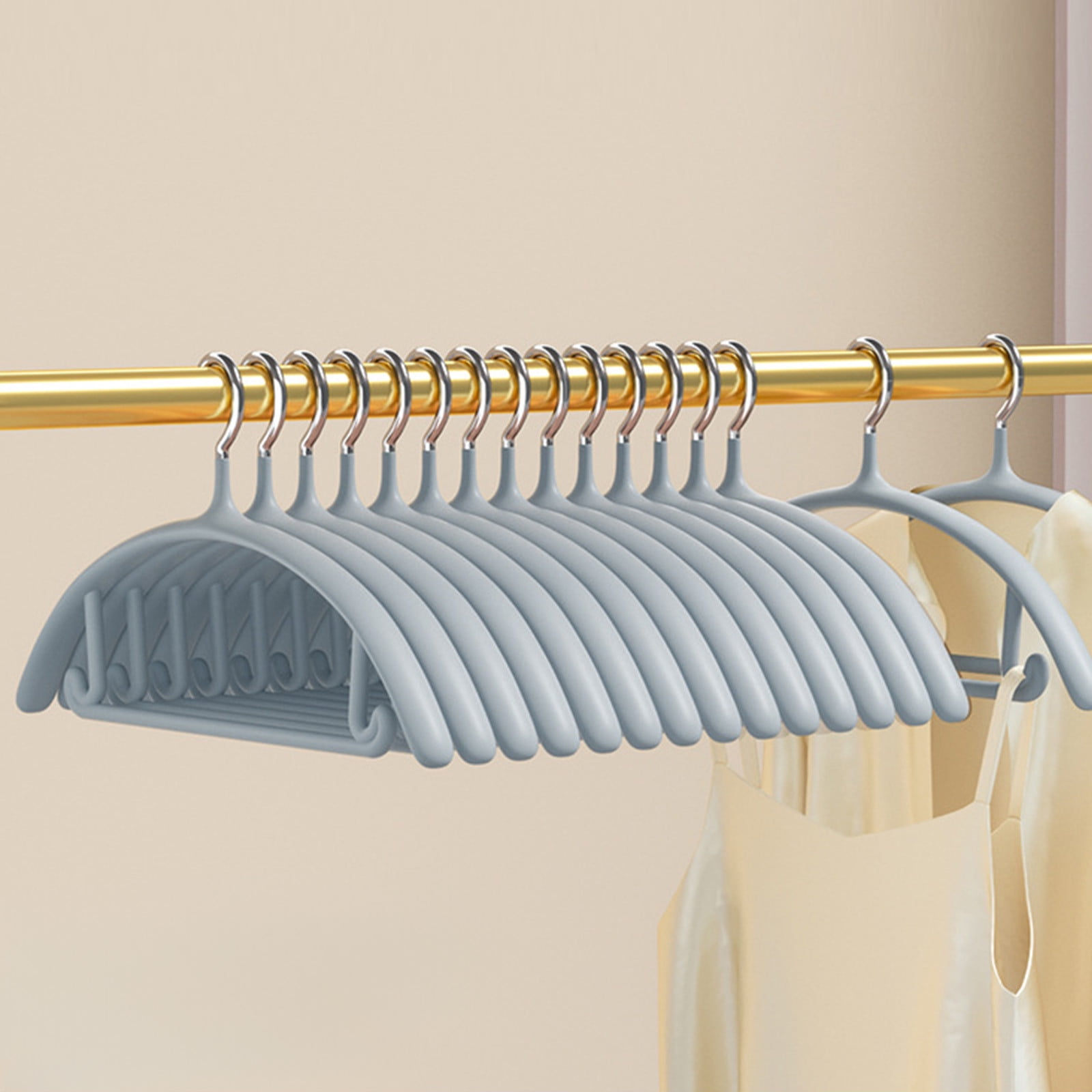 Premium Velvet Hangers, Heavyduty- Non Slip No Shoulder Bump Suit Hanger - Chrome Hooks,Space Saving Round Clothes Hanger for Coat,Sweater,Jackets,Pants,Household Silicone Clothes Hanger ( 10 Pack) Gray - Image 2
