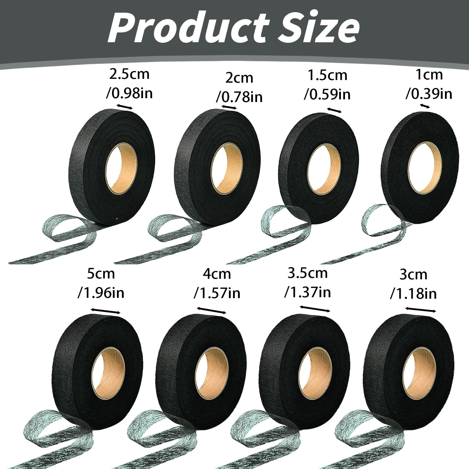 Iron on Hemming Tape, Hem Tape No Sew, Iron on Tape for Hemming, Non Sewing Tape, Fusible Tape Adhesive for Curtain, Pants, Clothes, 1 Roll, 0.78 In x 80 Yards 0.39 In x 80 Yards Black - Image 2